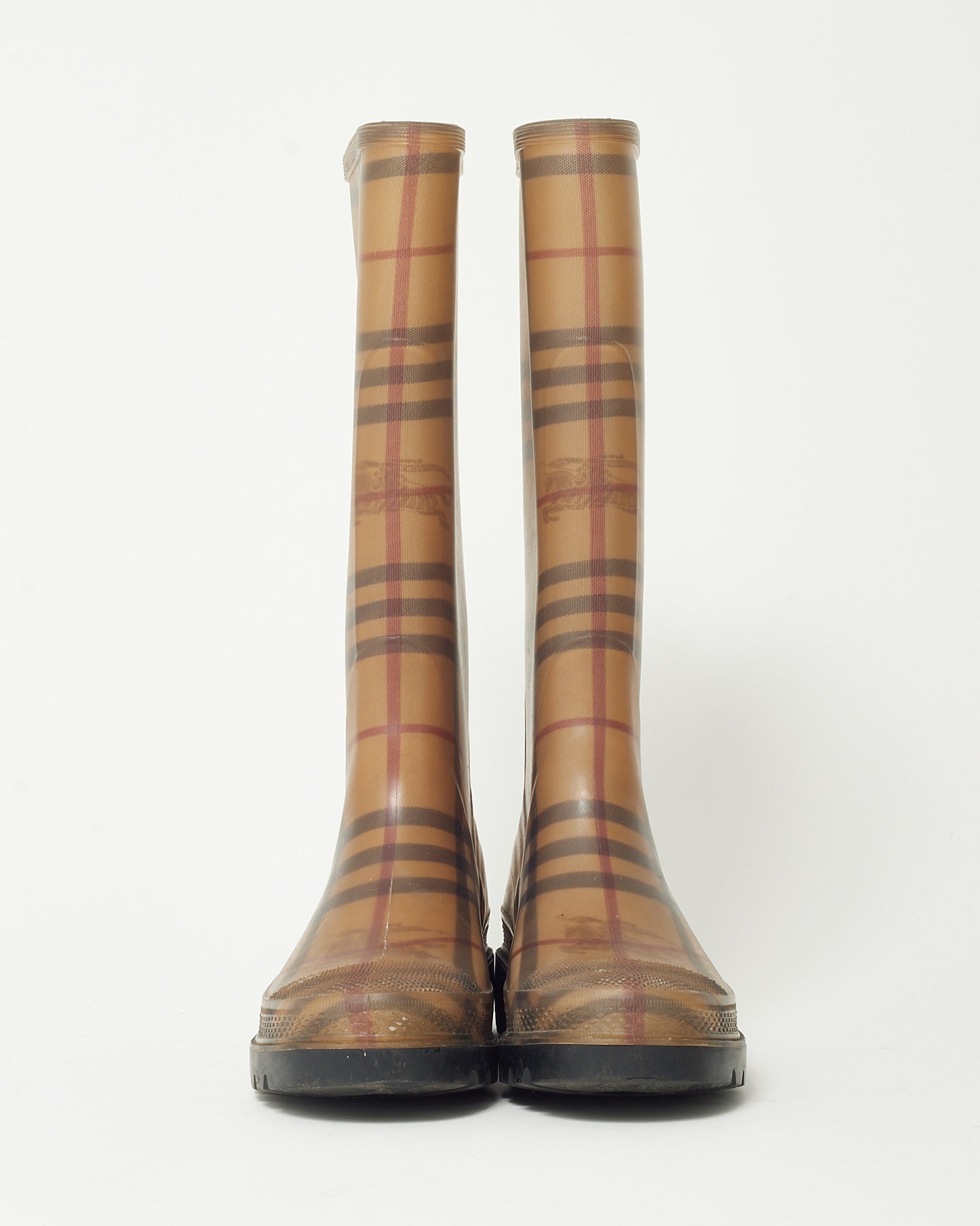 Burberry Beige Haymarket Check Rubber Rain Boots - 41