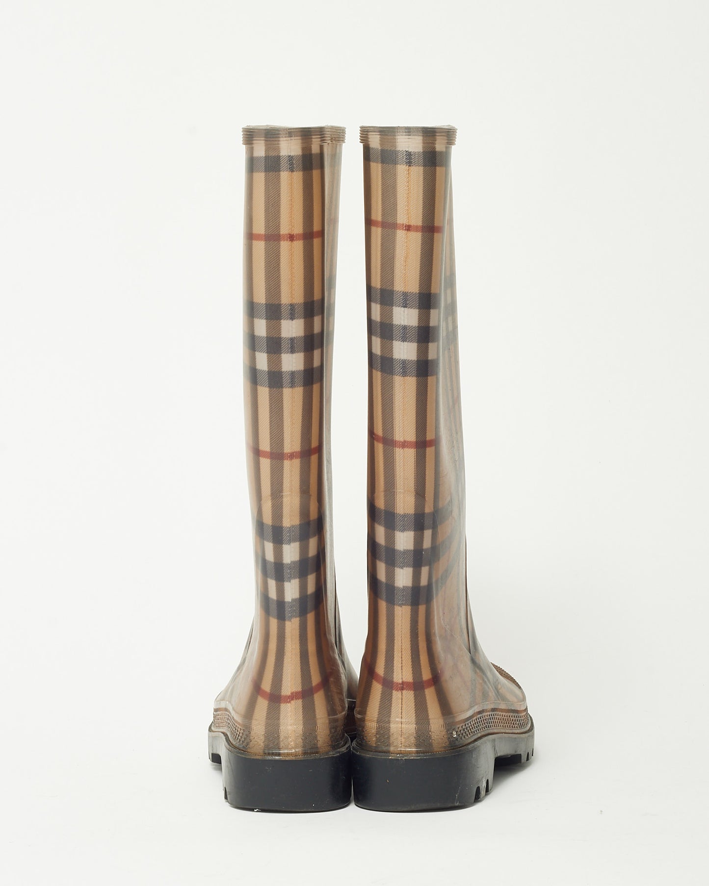 Burberry Beige Haymarket Check Rubber Rain Boots - 41