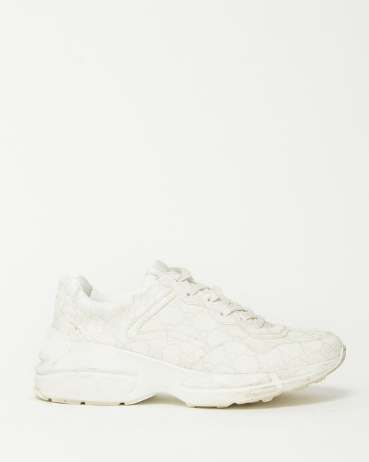 Gucci White Monogram GG Supreme Coated Canvas Rhyton Sneakers - 7 MEN / 9 W