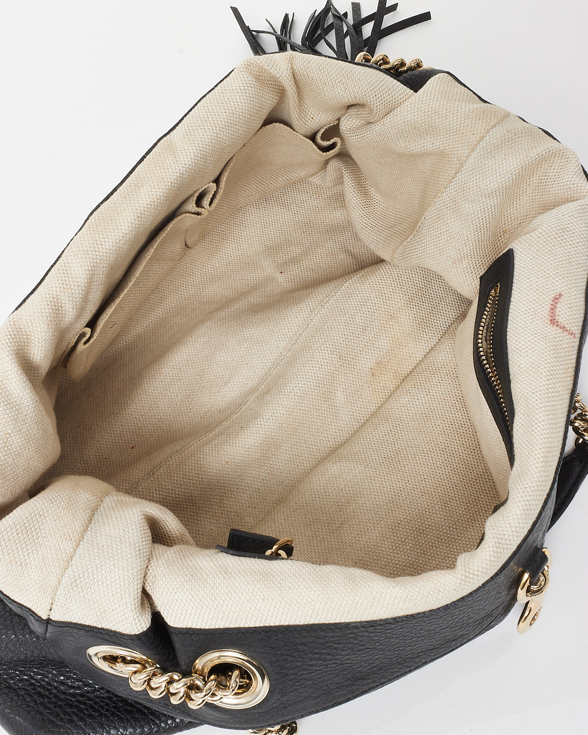 Gucci Black Pebbled Leather GG Soho Chain Shoulder Bag