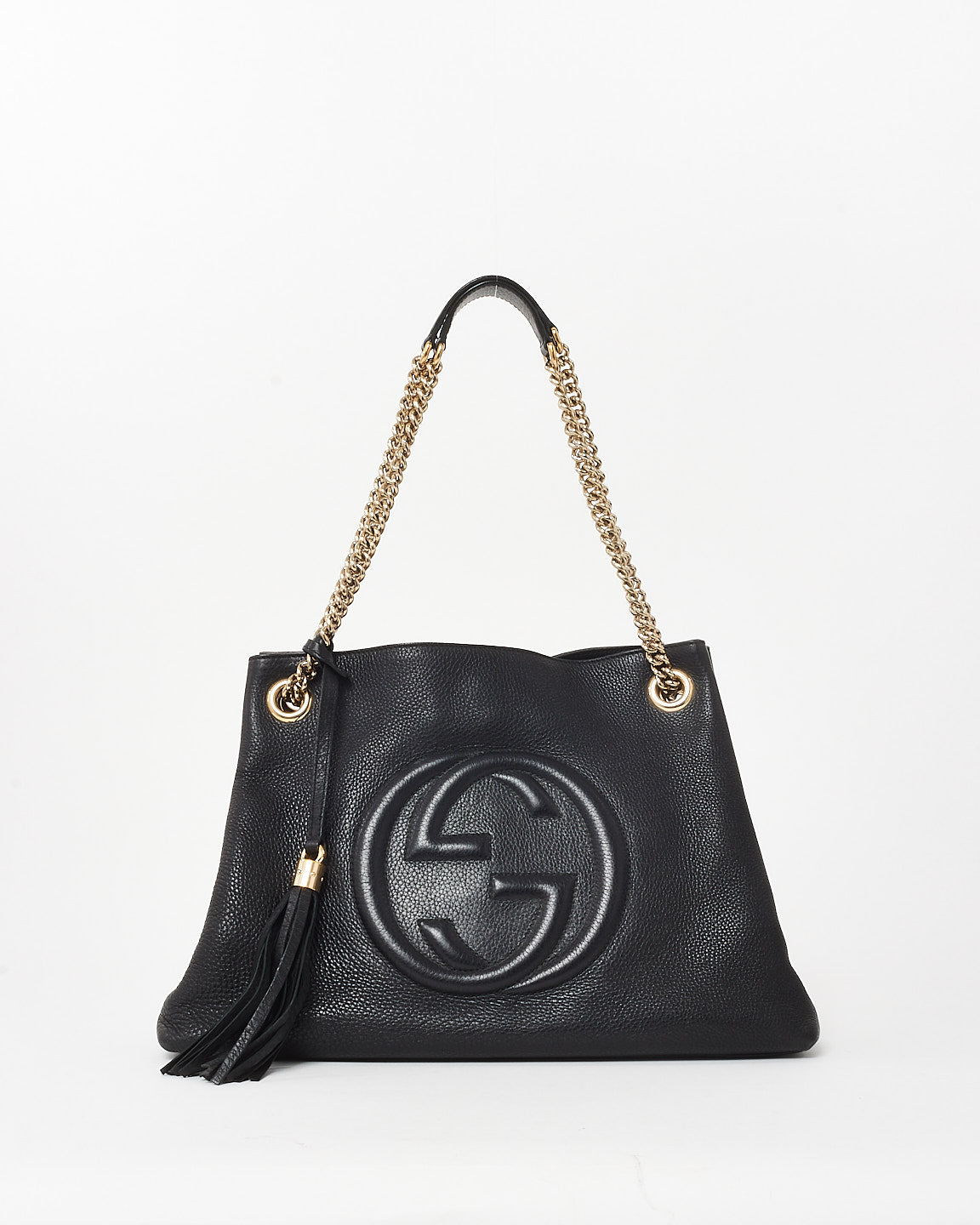 Gucci Black Pebbled Leather GG Soho Chain Shoulder Bag