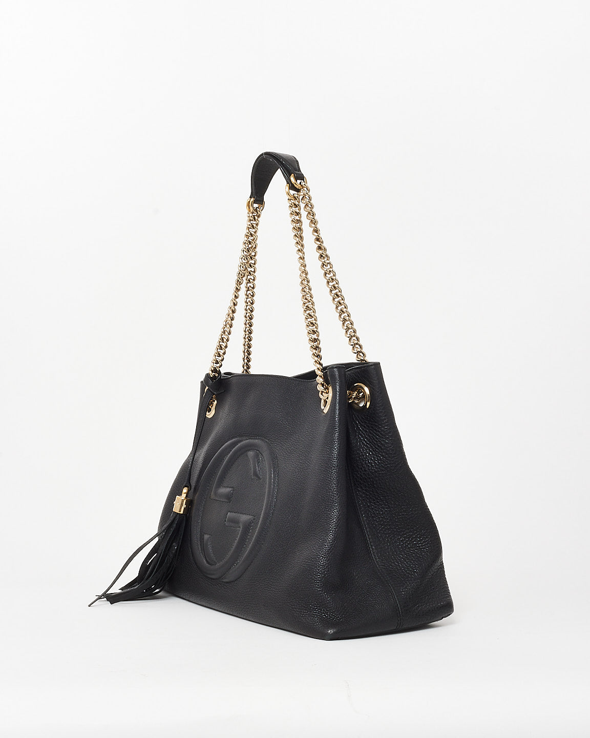 Gucci Black Pebbled Leather GG Soho Chain Shoulder Bag