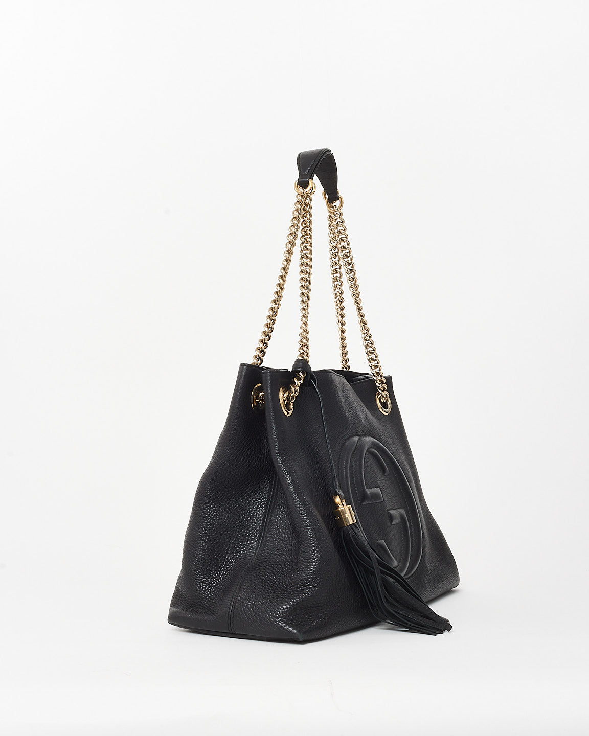 Gucci Black Pebbled Leather GG Soho Chain Shoulder Bag