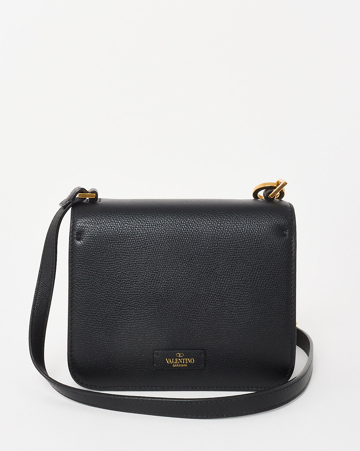 Valentino Black Grained Leather VSling Small Chain Shoulder Bag