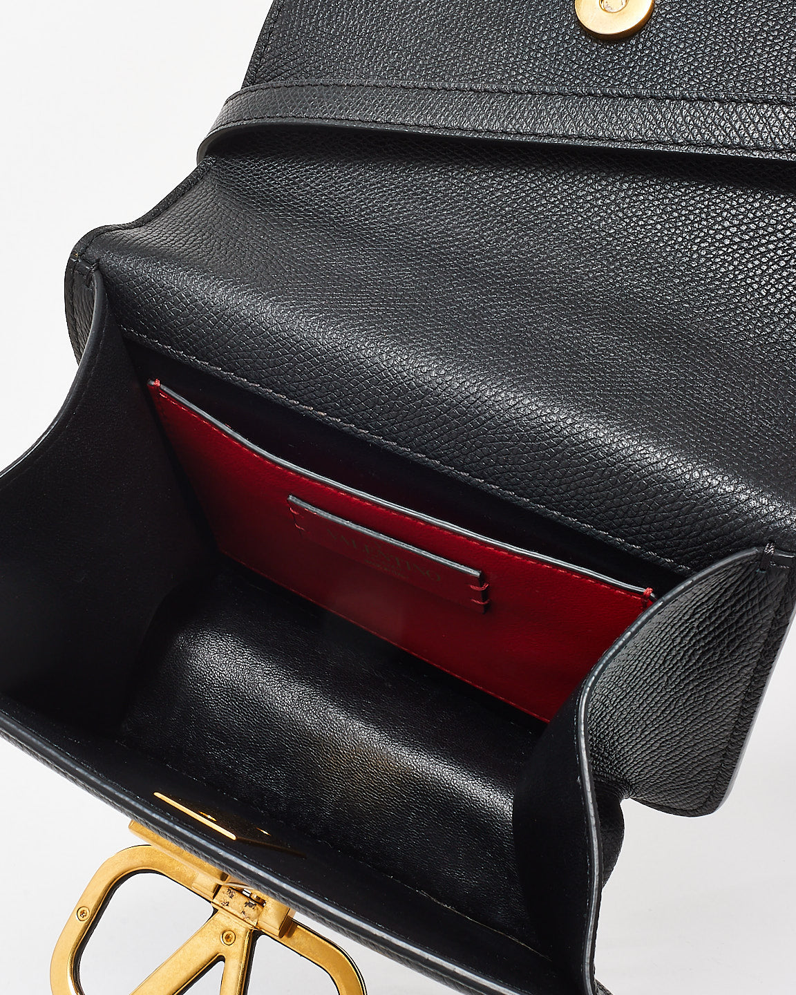 Valentino Black Grained Leather VSling Small Chain Shoulder Bag