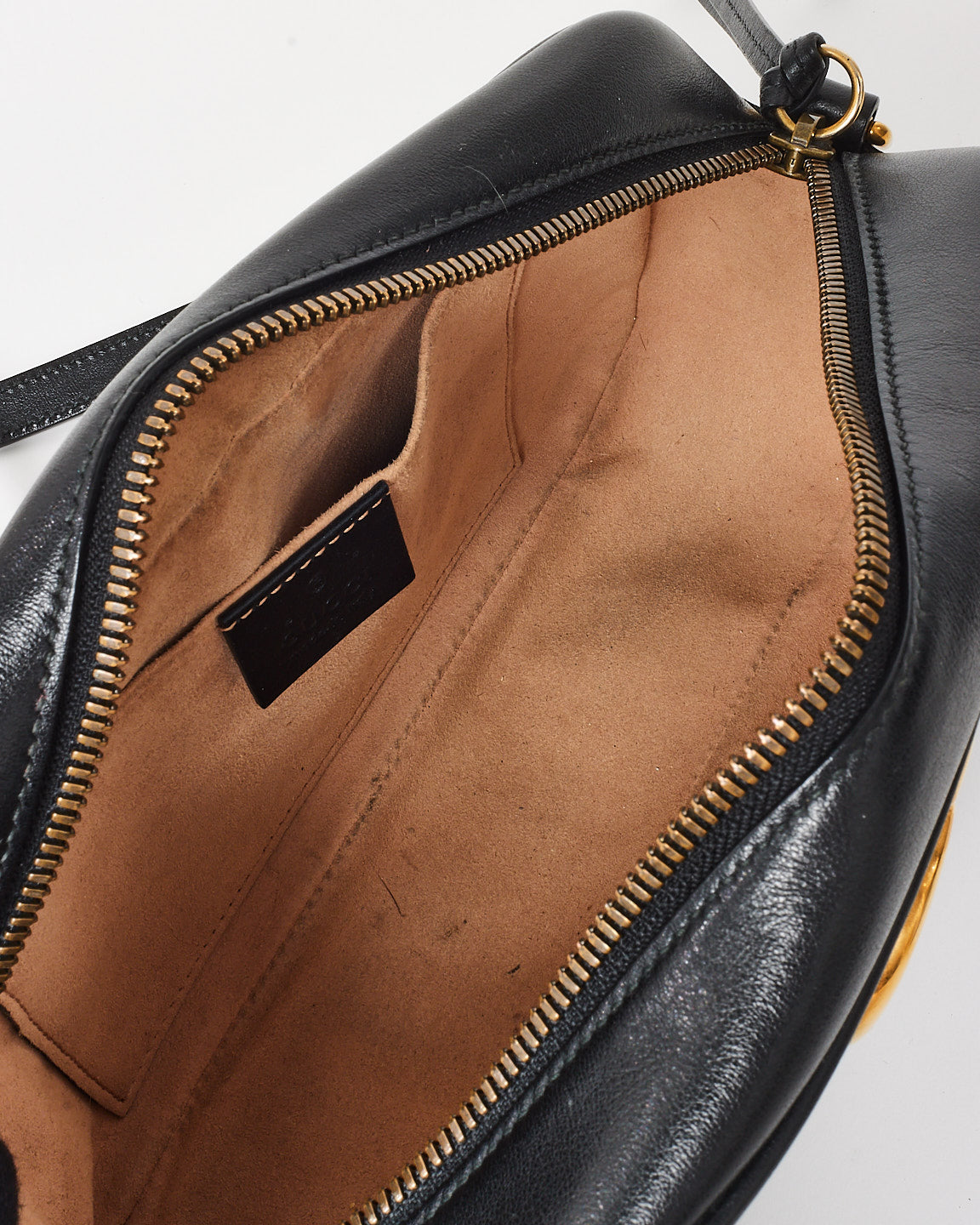 Gucci Black Matelassé Chevron Leather GG Marmont Small Camera Bag