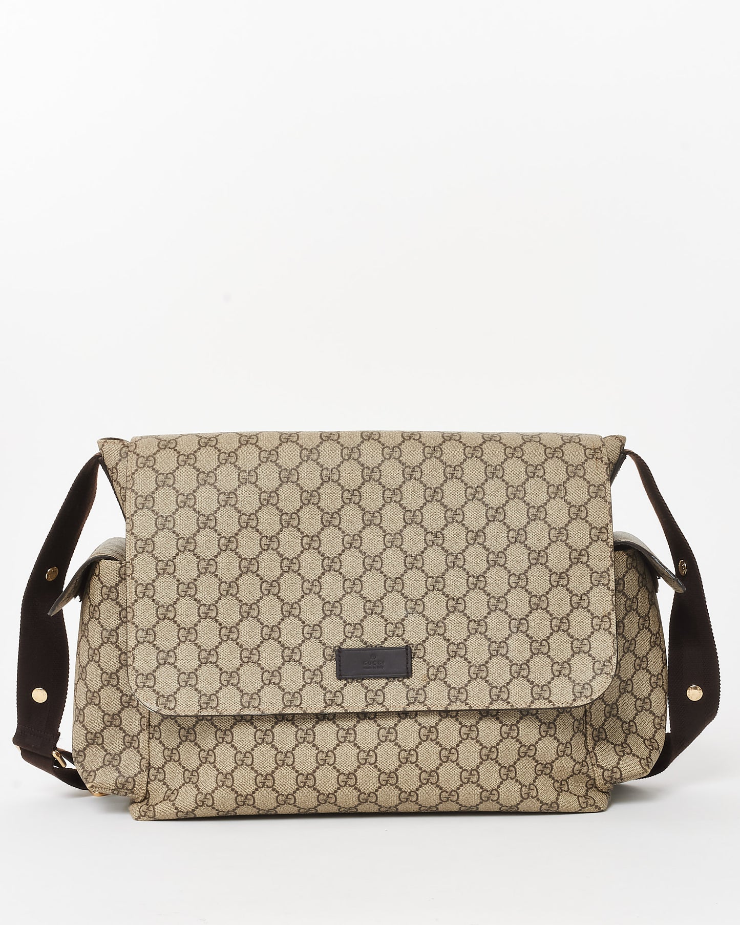 Gucci Beige & Ebony GG Monogram Supreme Coated Canvas Medium Diaper Bag