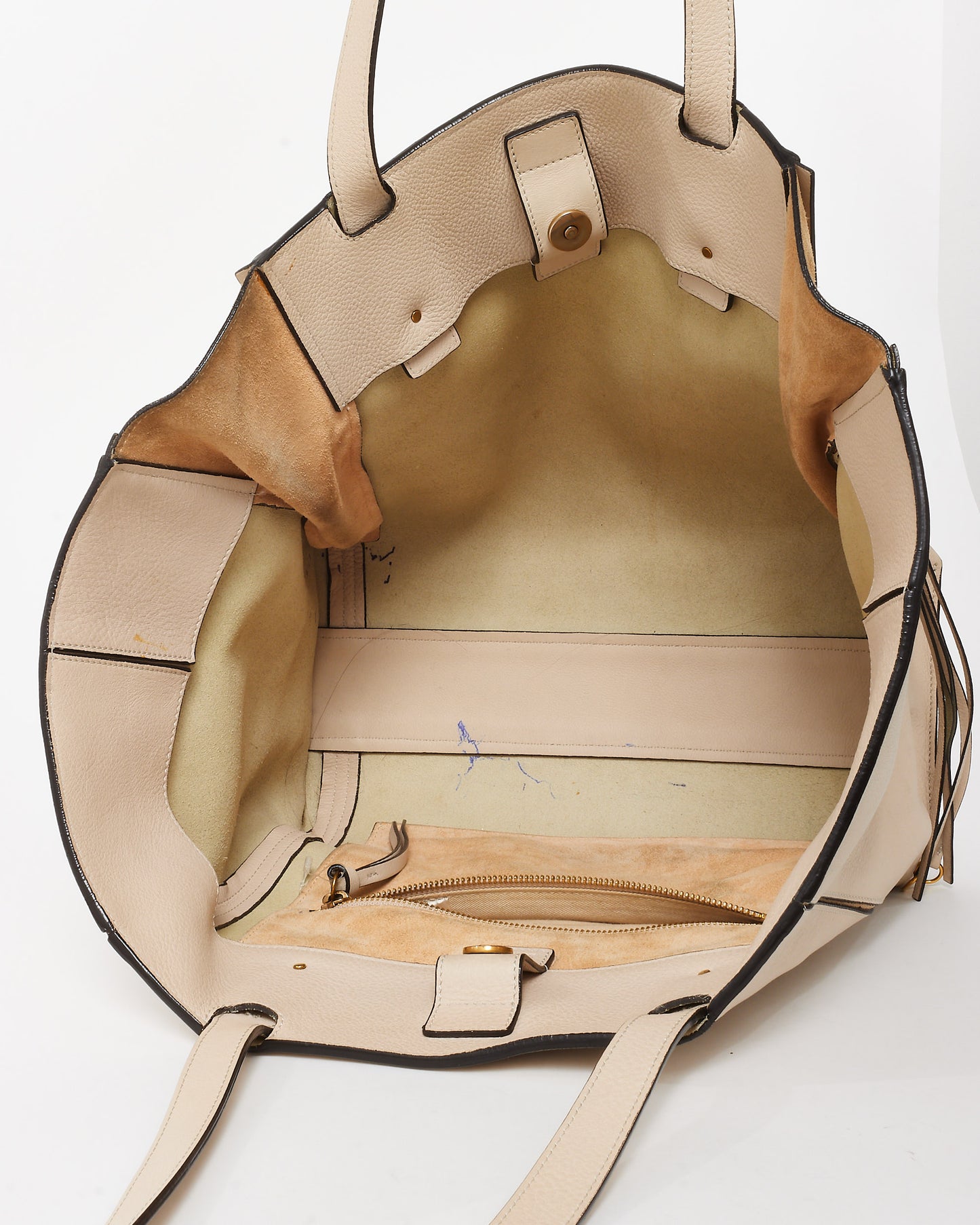 Chloé White Leather Milo Zip Shopping Tote Bag