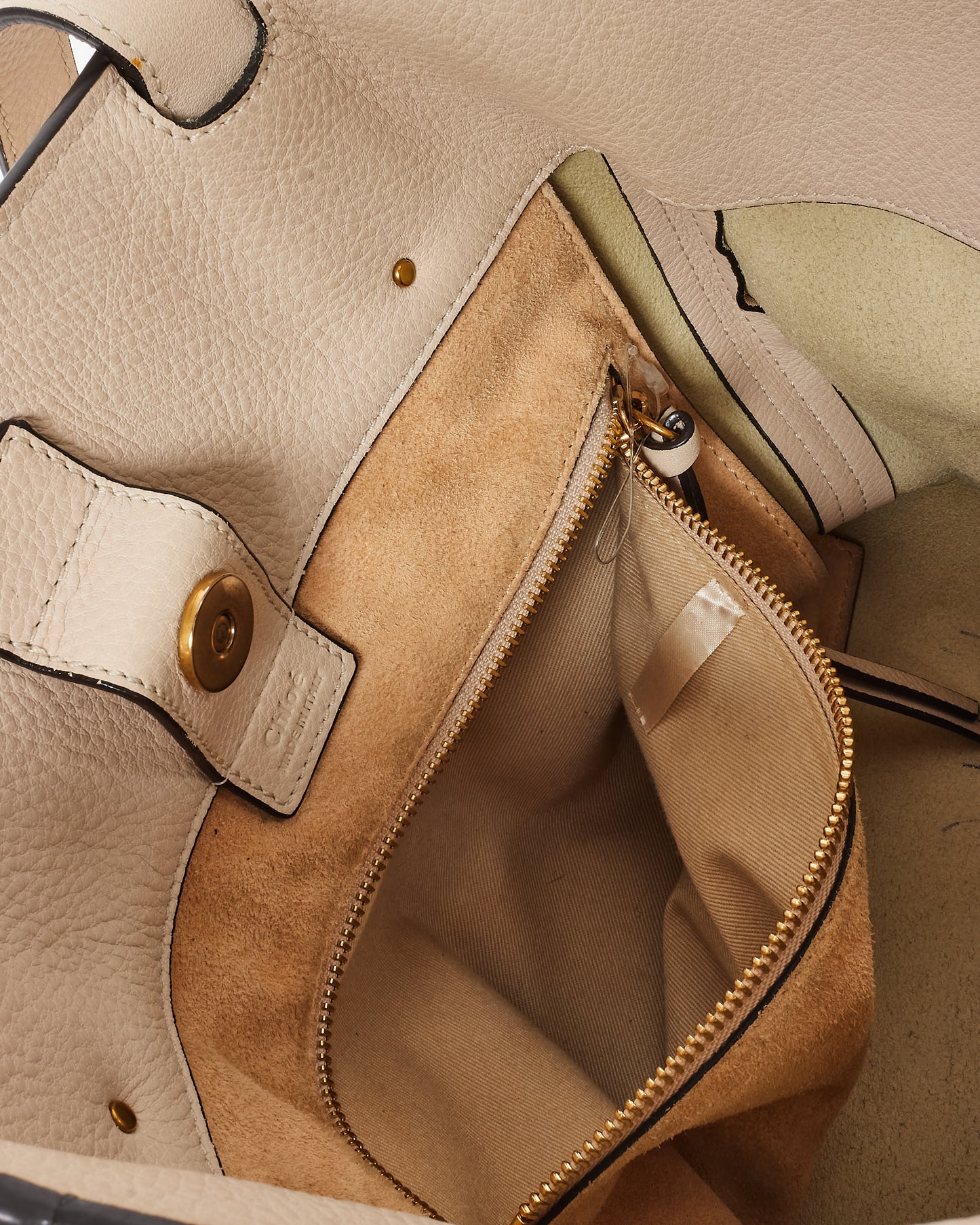 Chloé White Leather Milo Zip Shopping Tote Bag