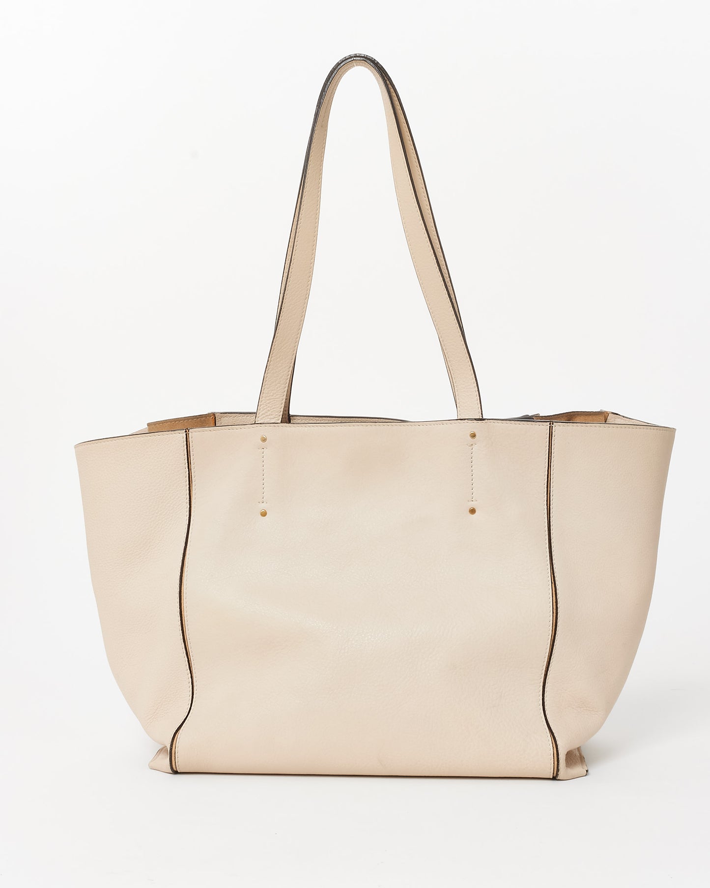 Chloé White Leather Milo Zip Shopping Tote Bag