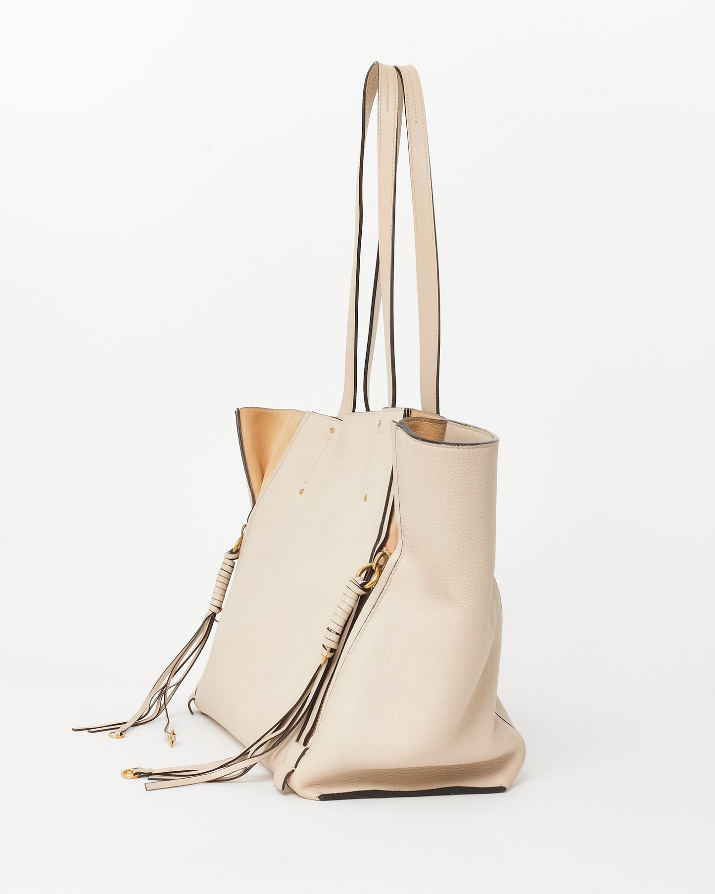 Chloé White Leather Milo Zip Shopping Tote Bag