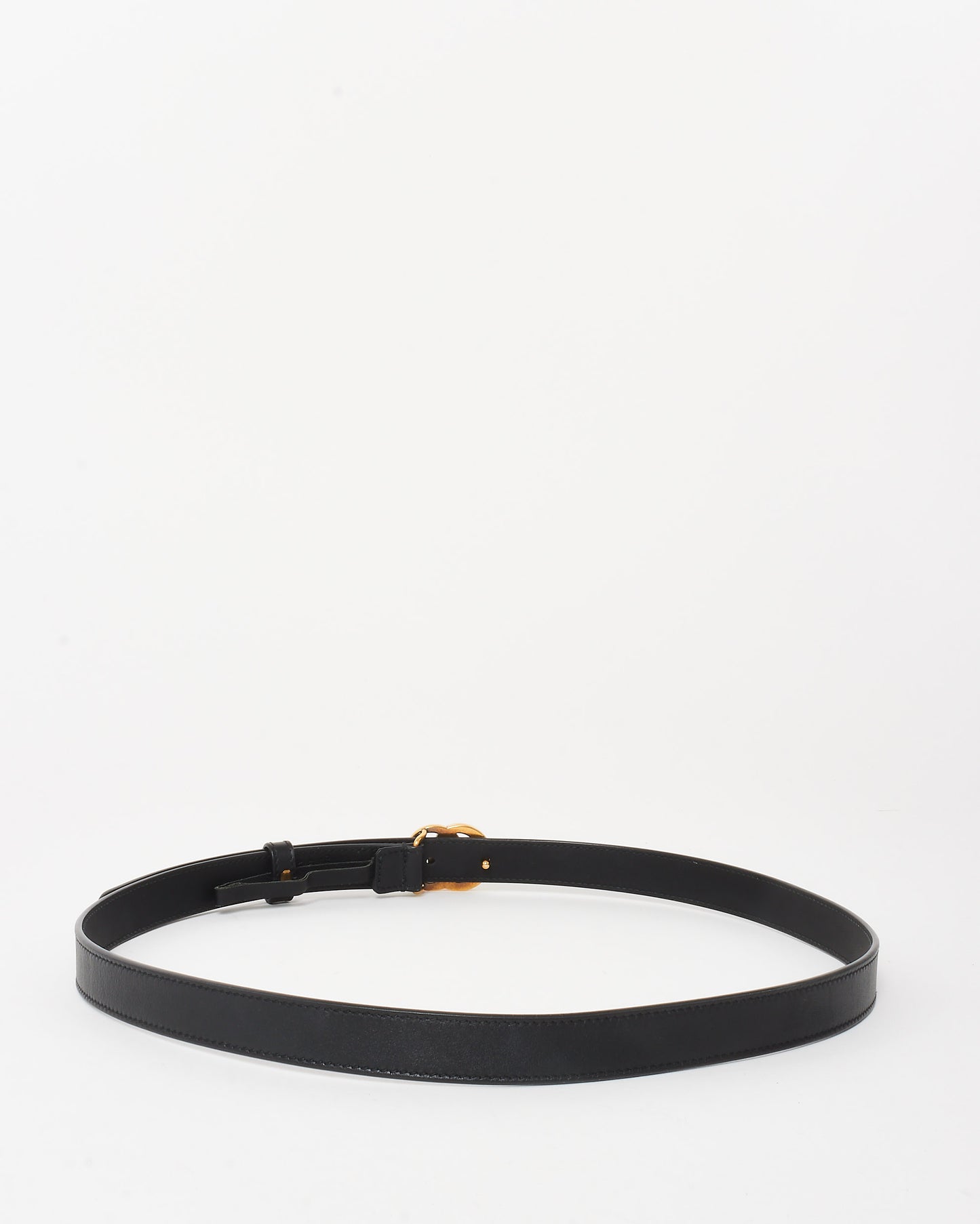 Gucci Black Leather GG Marmont Thin Belt - 90/36