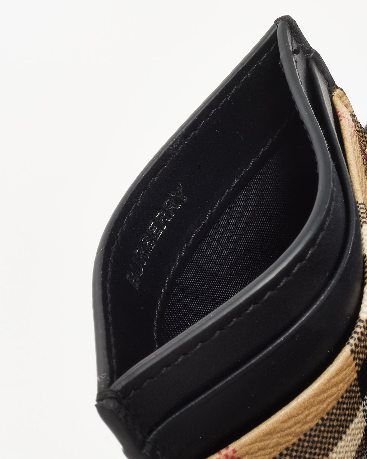 Burberry Black & Archive Beige Check Card Holder