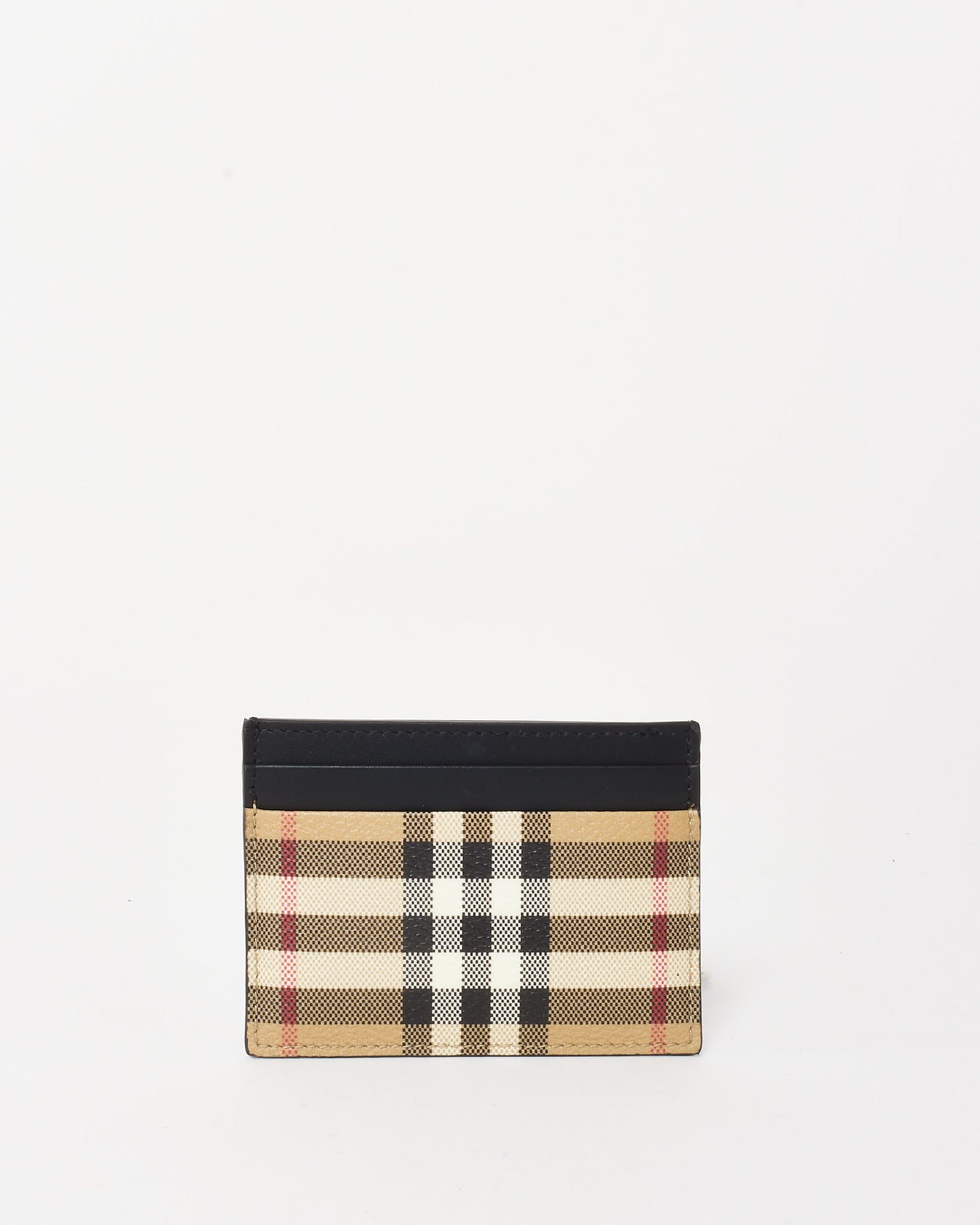 Burberry Black & Archive Beige Check Card Holder