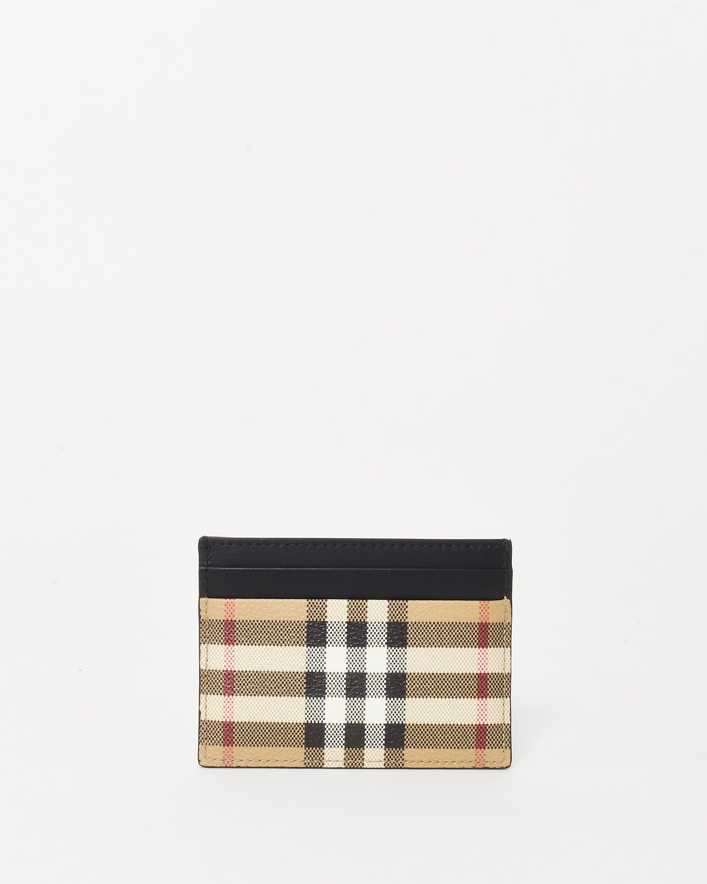 Burberry Black & Archive Beige Check Card Holder