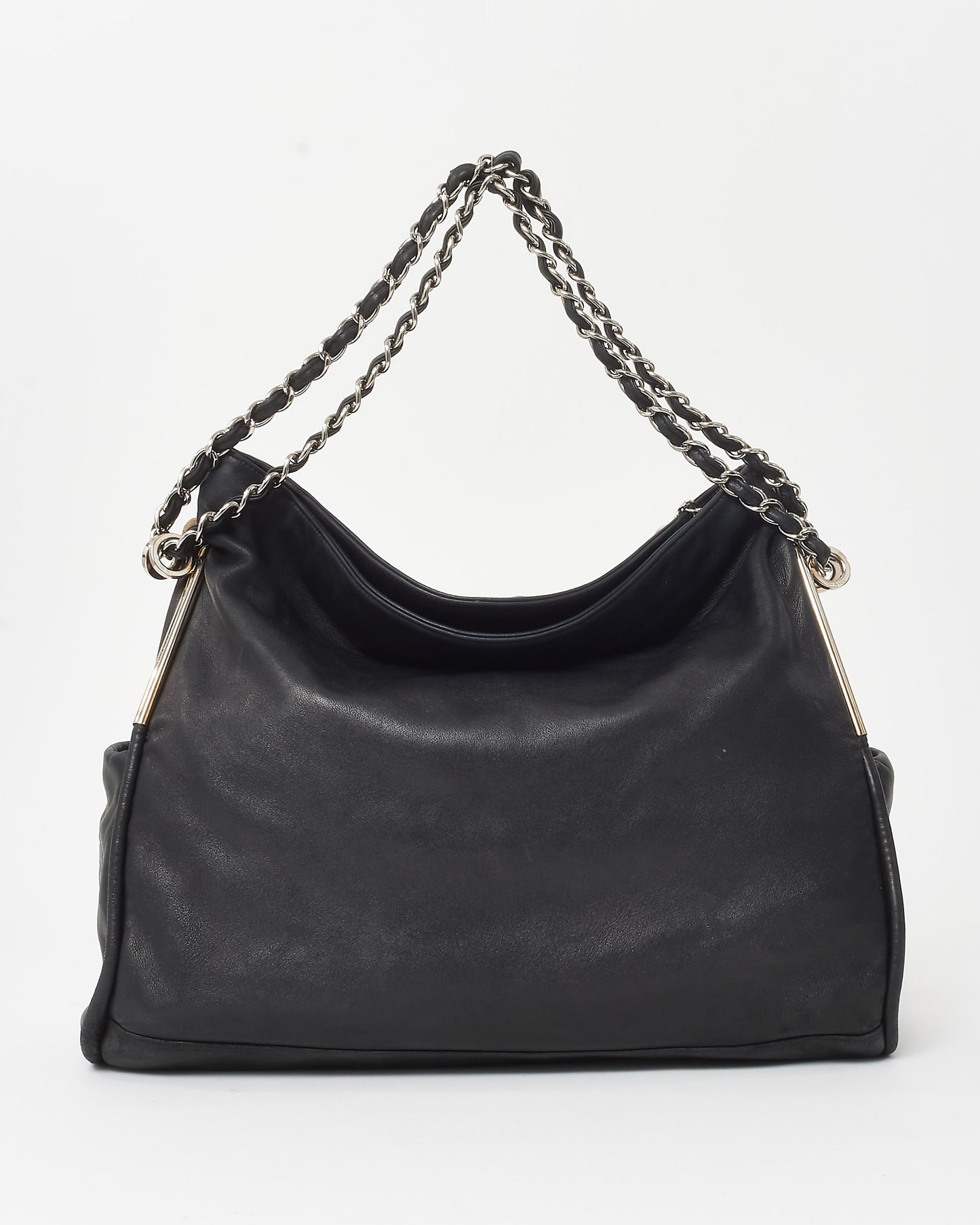 Chanel Black Lambskin Leather Ultimate Soft Large Fold Over Hobo Shoulder Bag