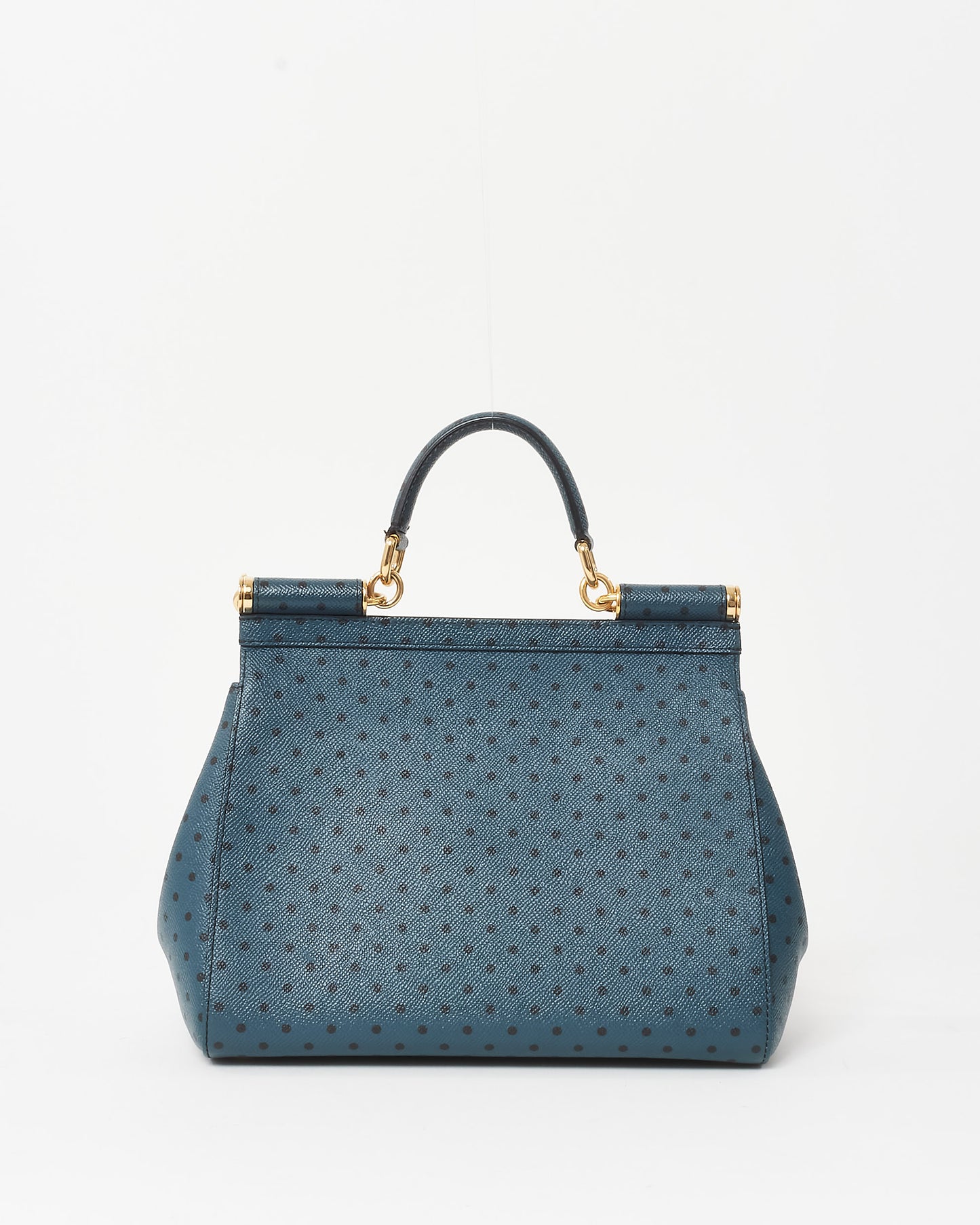 Dolce & Gabbana Navy Polka Dot Embossed Leather Medium Miss Sicily Bag