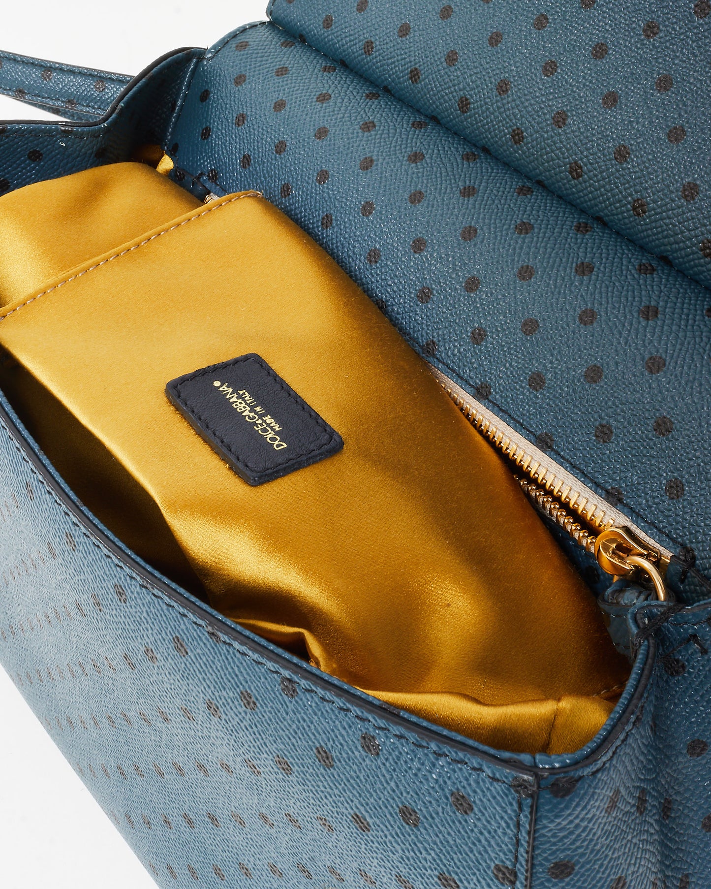 Dolce & Gabbana Navy Polka Dot Embossed Leather Medium Miss Sicily Bag