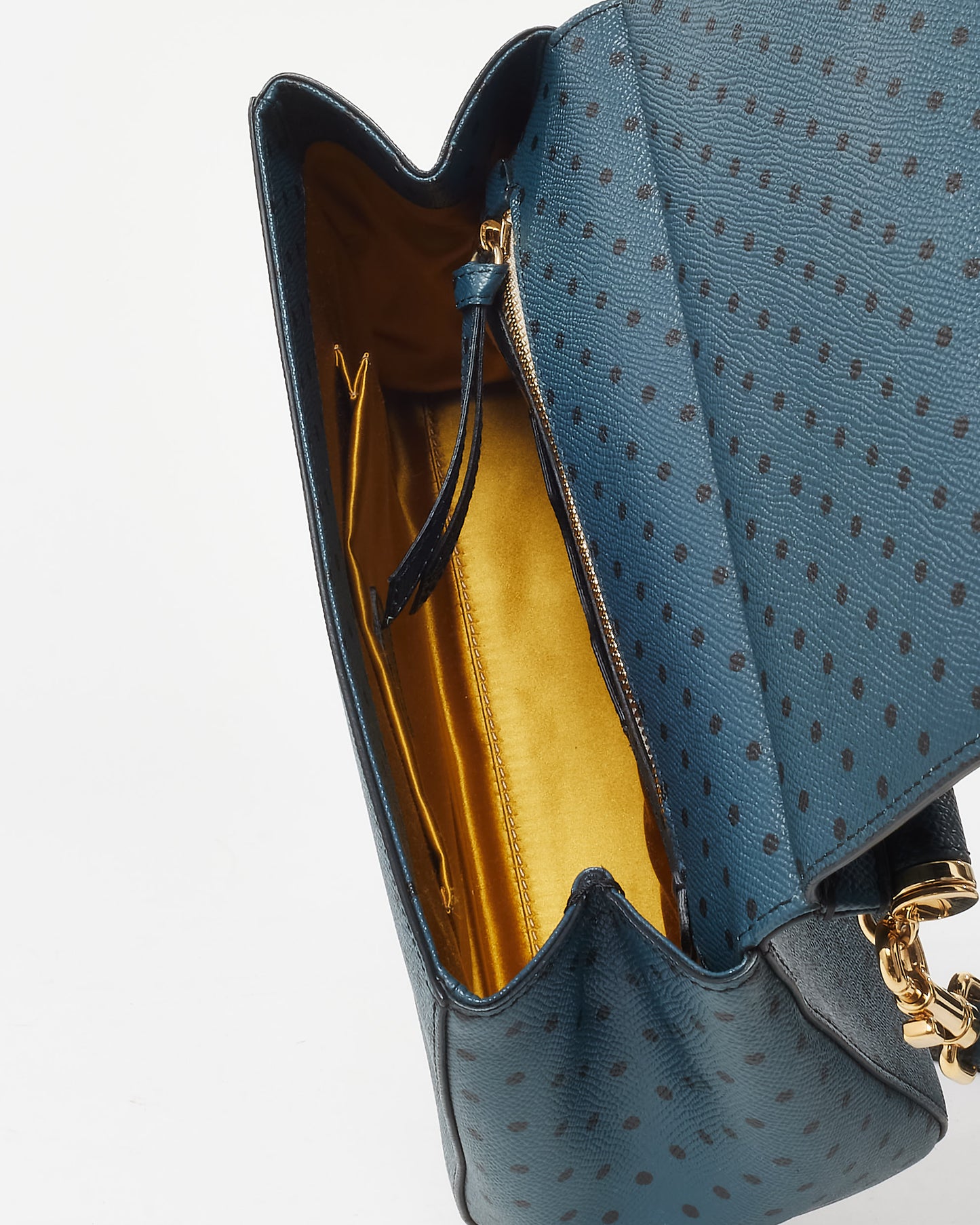 Dolce & Gabbana Navy Polka Dot Embossed Leather Medium Miss Sicily Bag