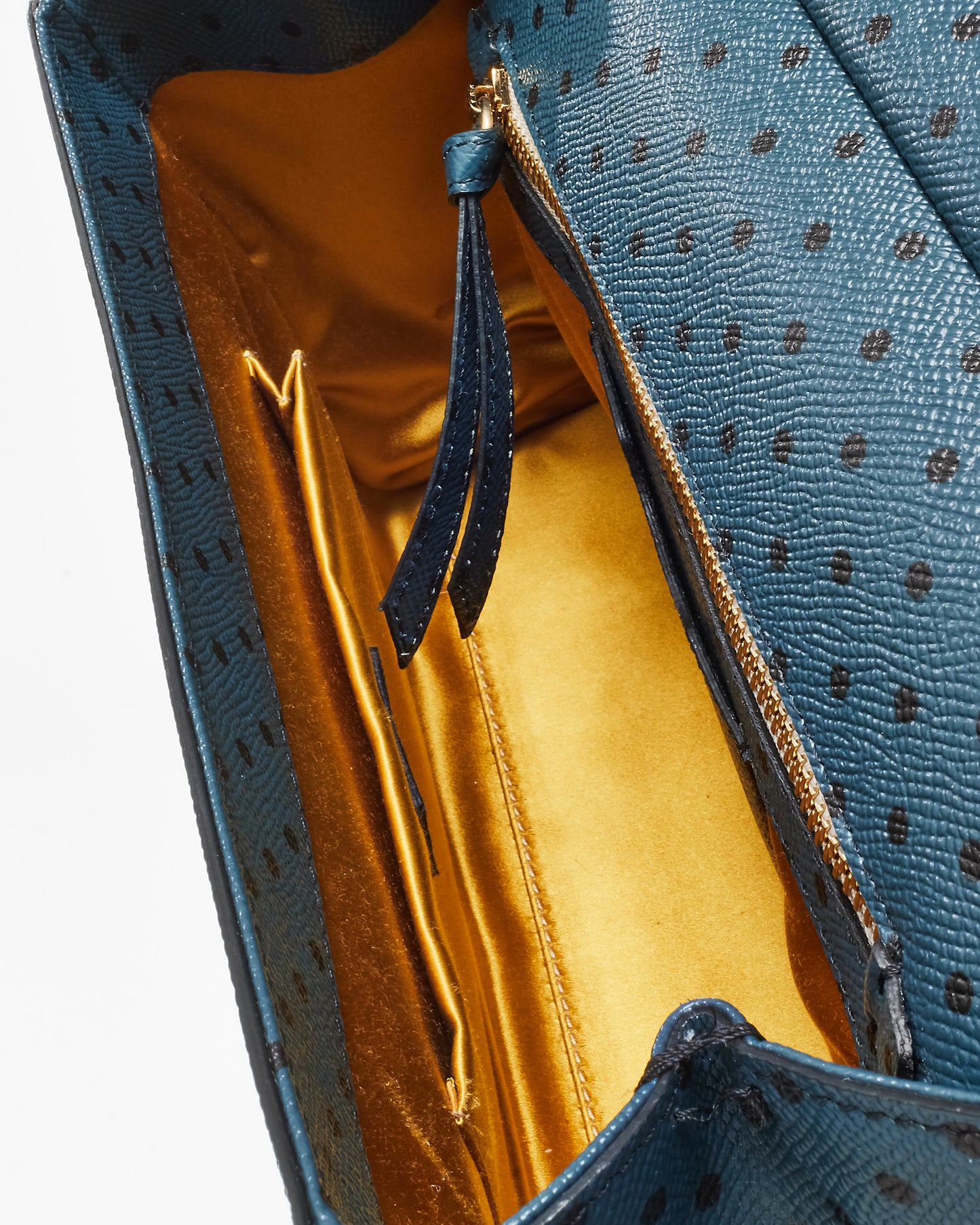 Dolce & Gabbana Navy Polka Dot Embossed Leather Medium Miss Sicily Bag