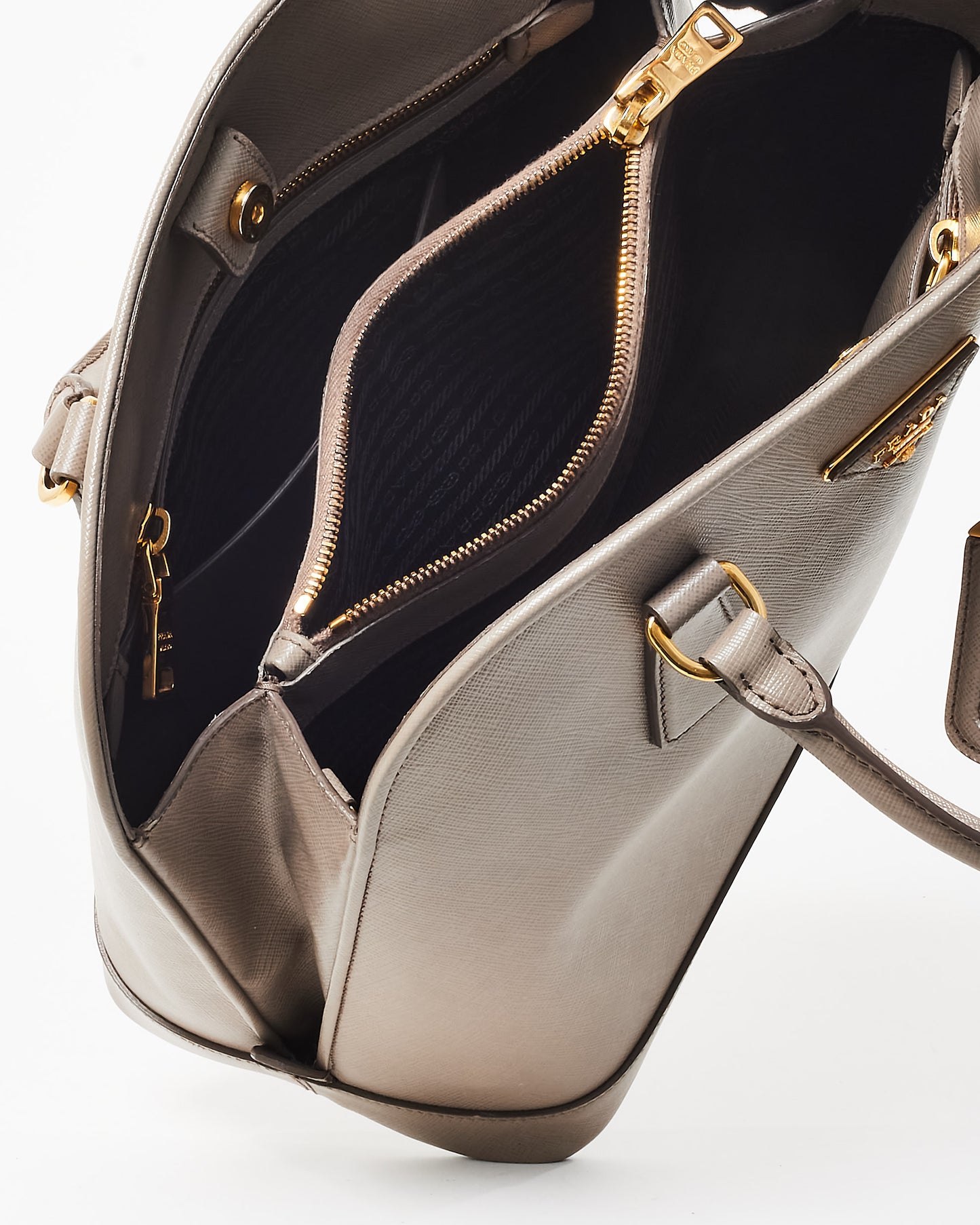 Prada Grey Saffiano Leather Medium Promenade Tote