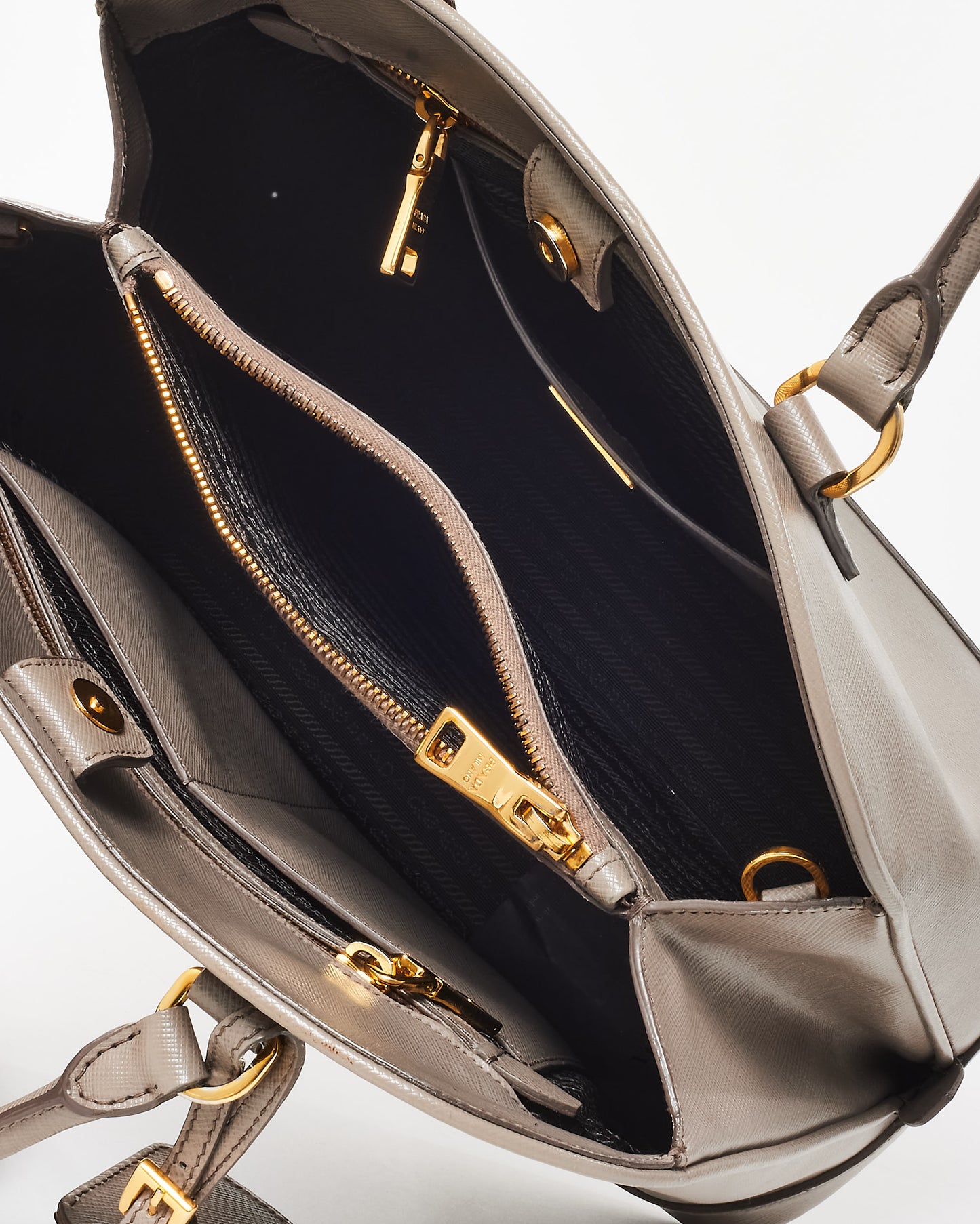 Prada Grey Saffiano Leather Medium Promenade Tote