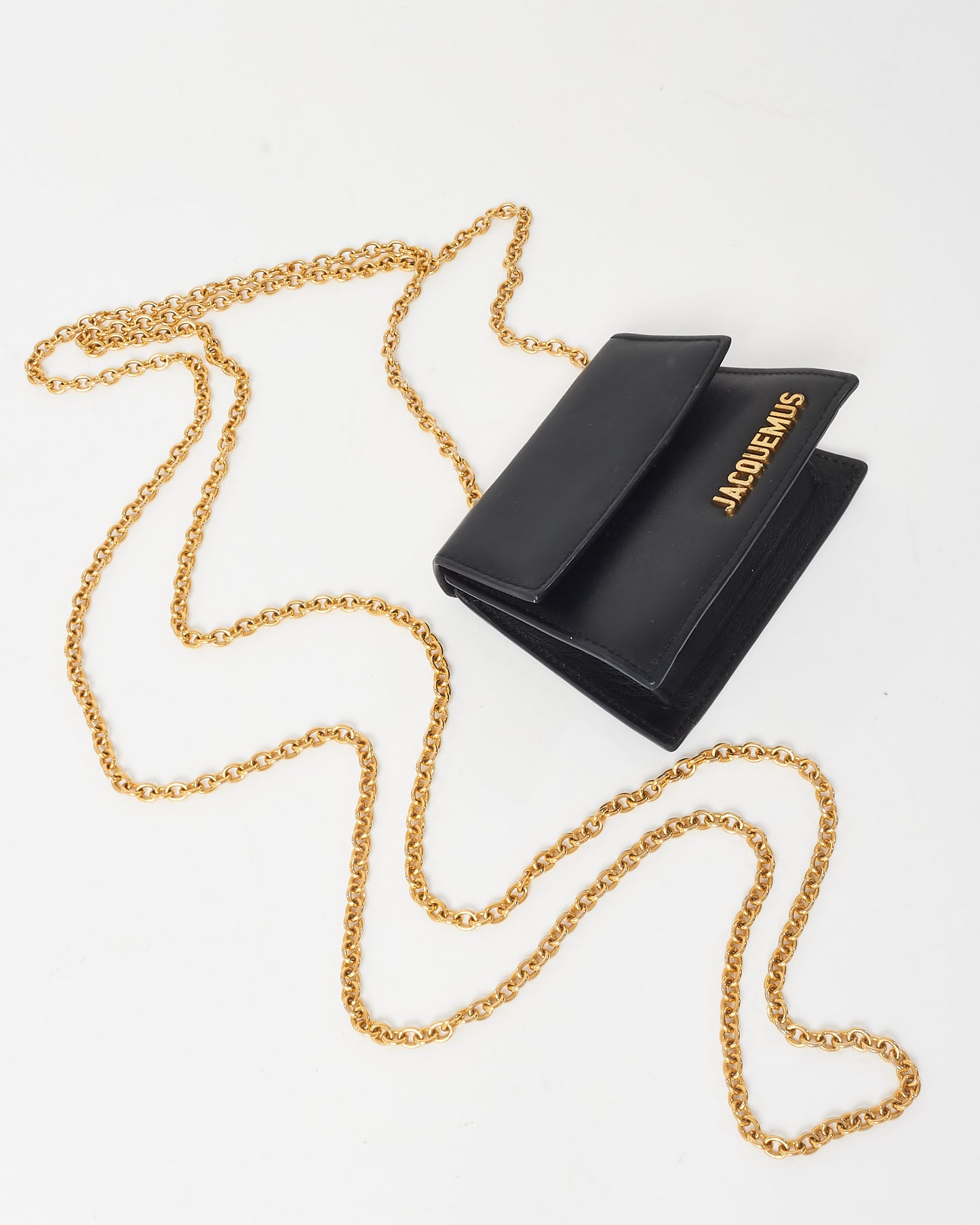 Jacquemus Black Leather Mini Le Piccolo Chain Crossbody Bag