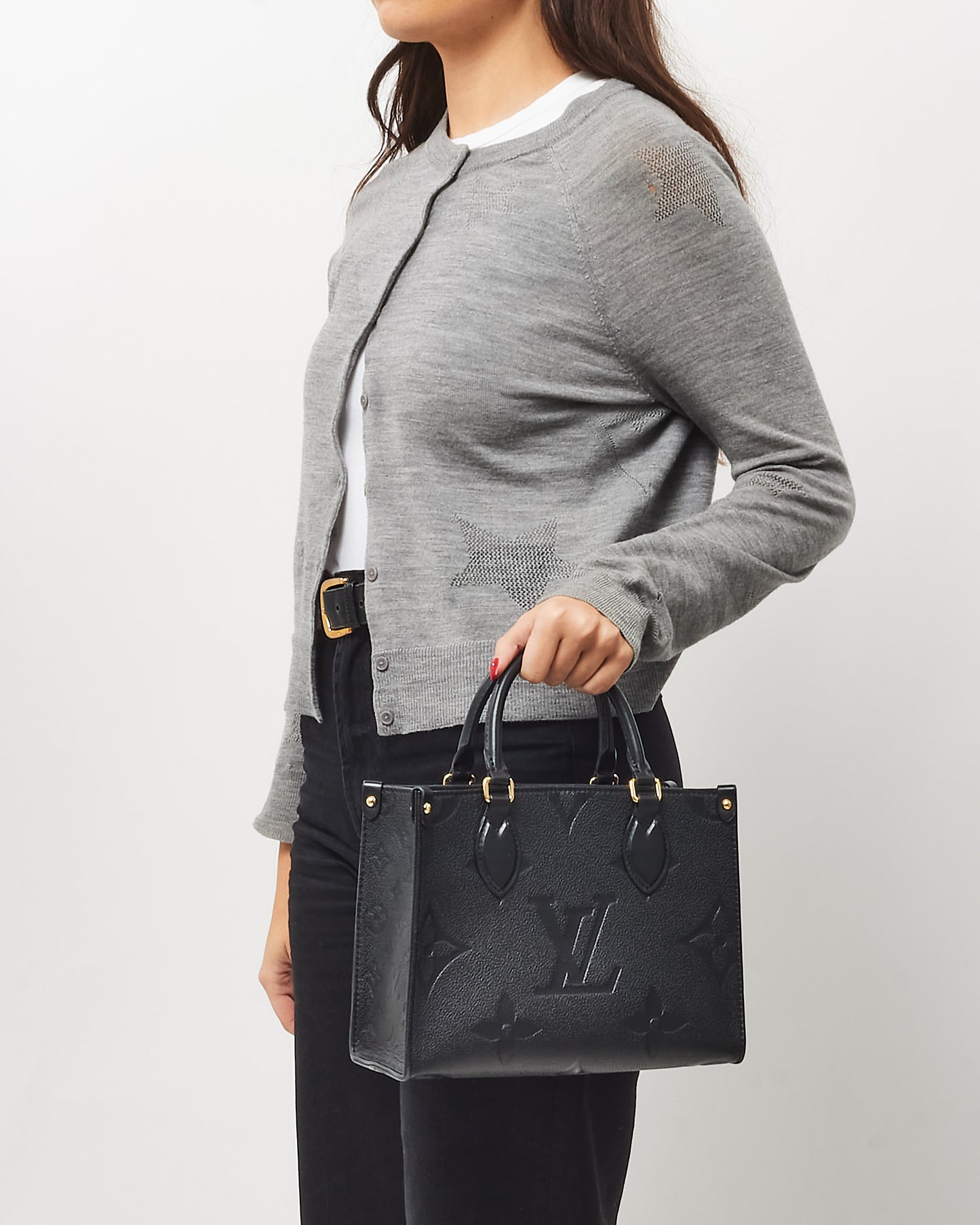 Louis Vuitton Black Monogram Empreinte Leather OnTheGo PM Bag