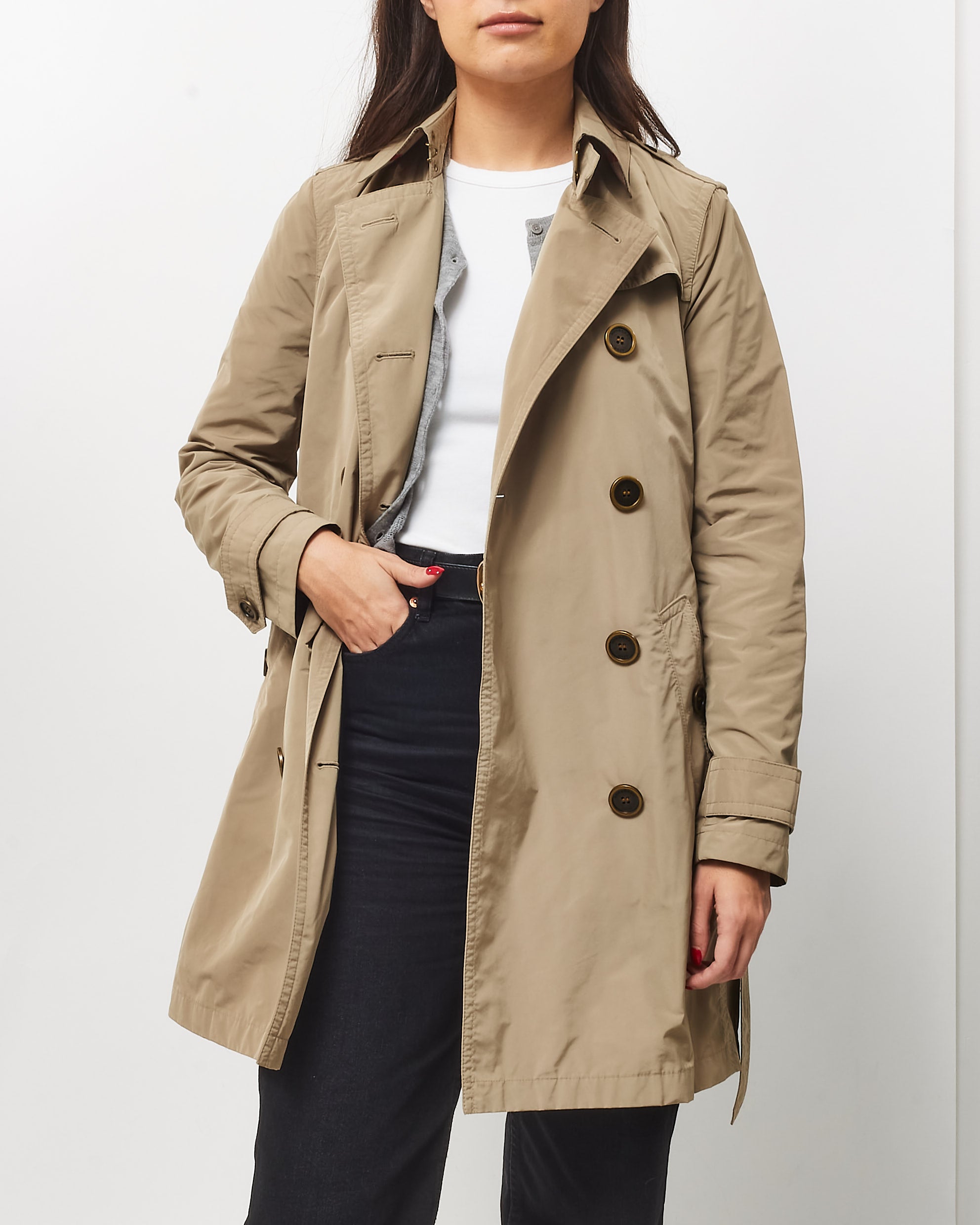 Buy Burberry Beige Nova Check Lined Double Breasted Trench Coat