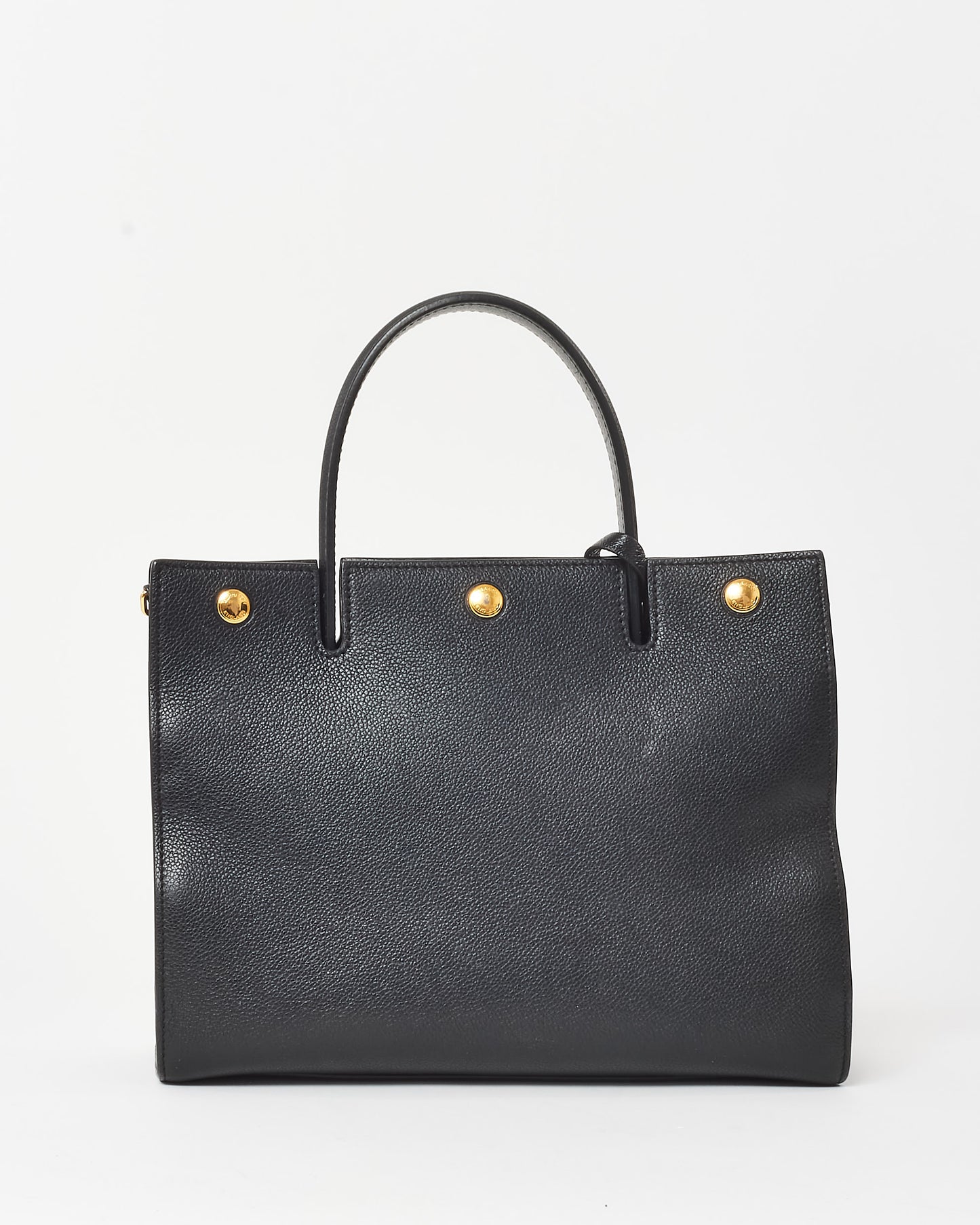 Burberry Black Leather Small Title Tote Bag w/ Strap