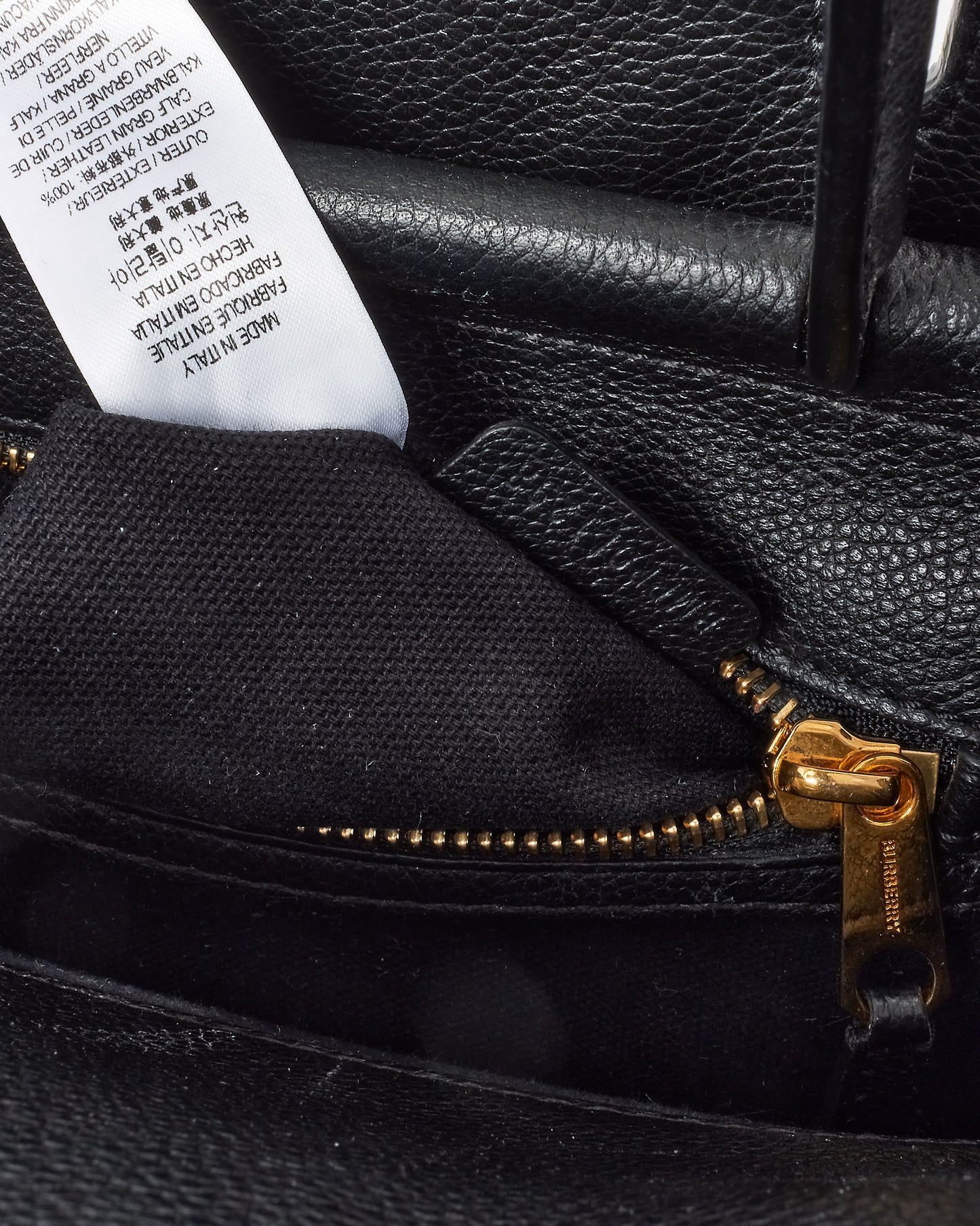 Burberry Black Leather Small Title Tote Bag w/ Strap