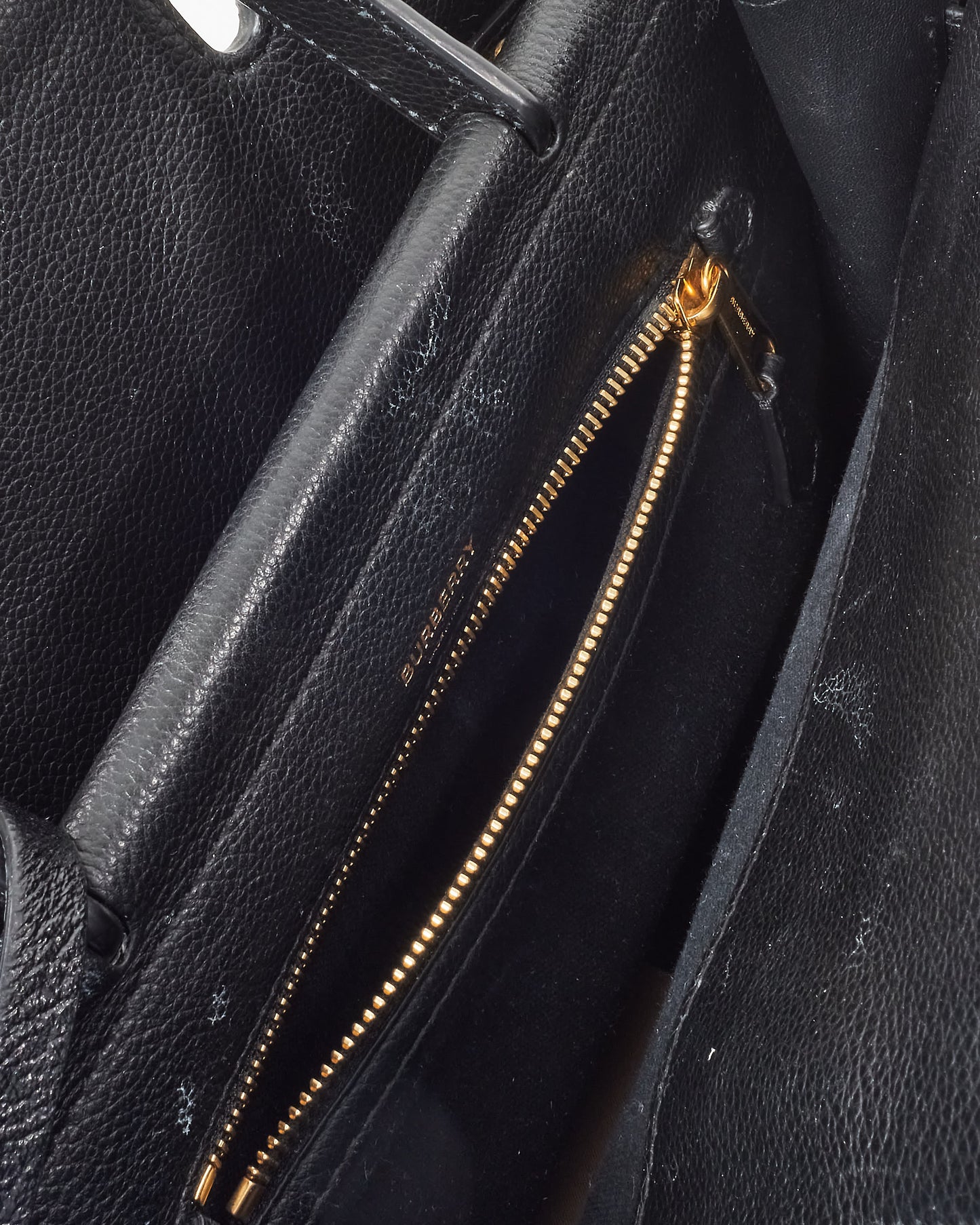 Burberry Black Leather Small Title Tote Bag w/ Strap