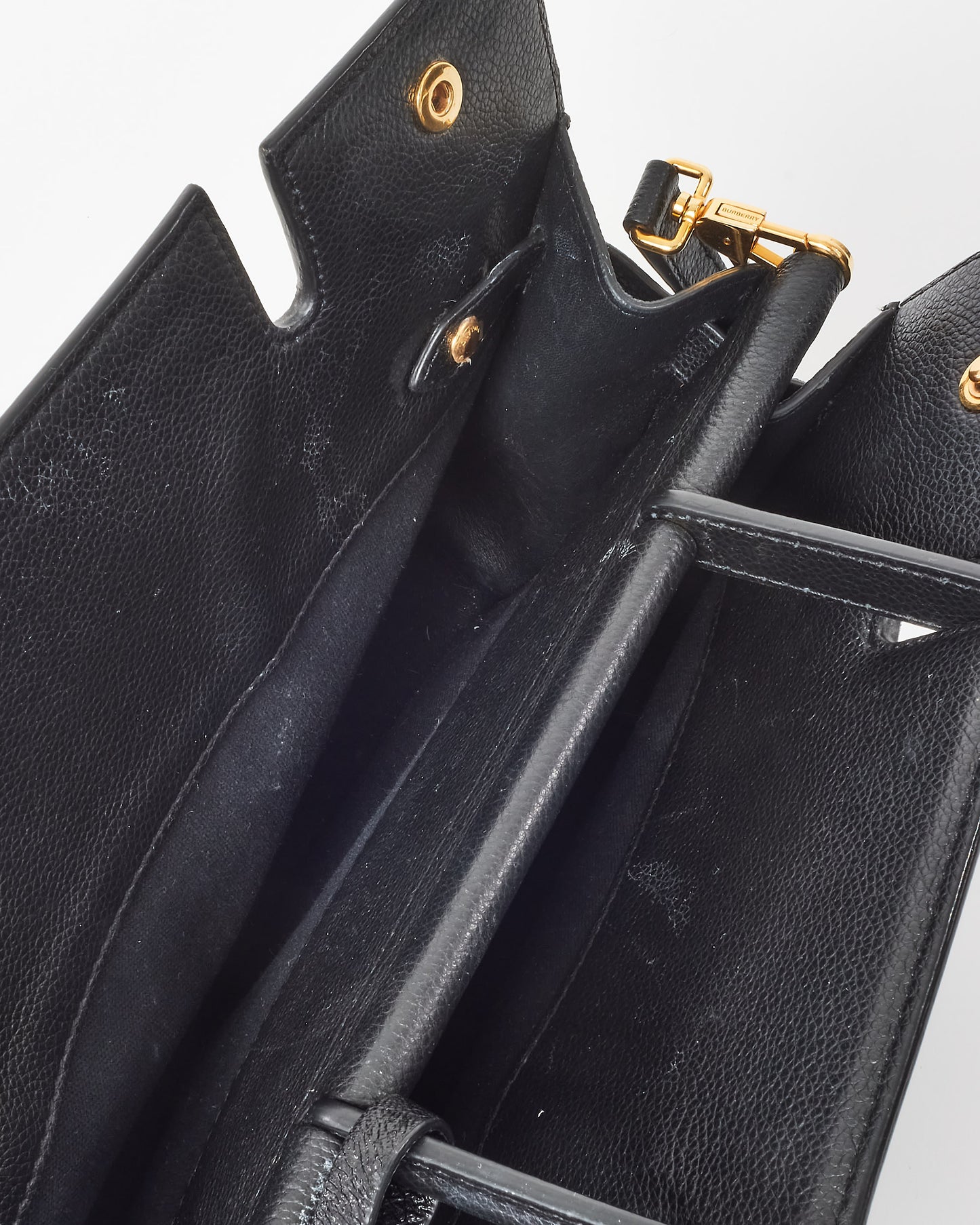 Burberry Black Leather Small Title Tote Bag w/ Strap