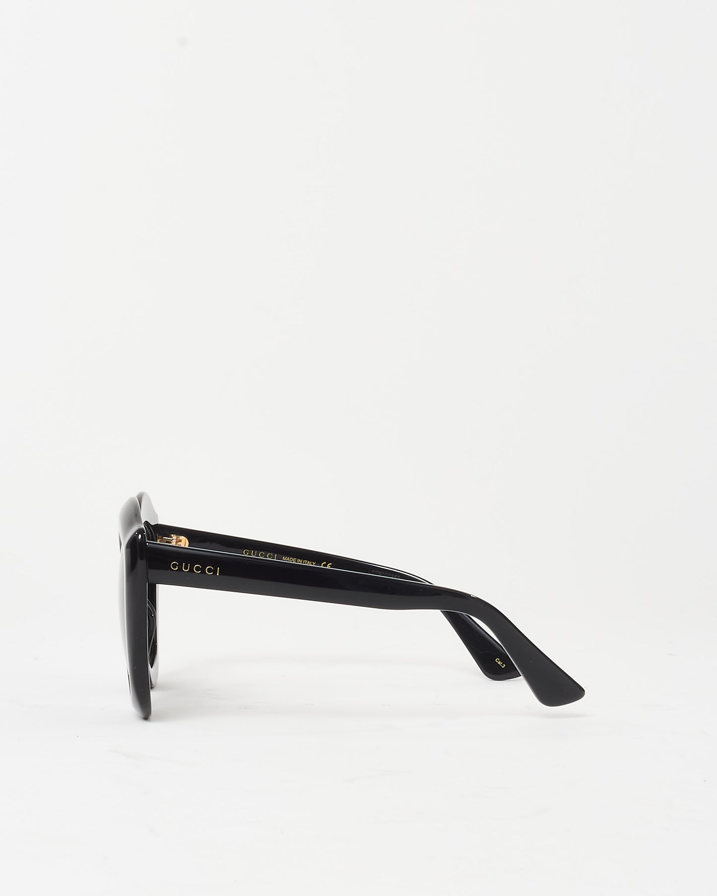 Gucci Black Acetate GG0117S Oversize Cat Eye Sunglasses