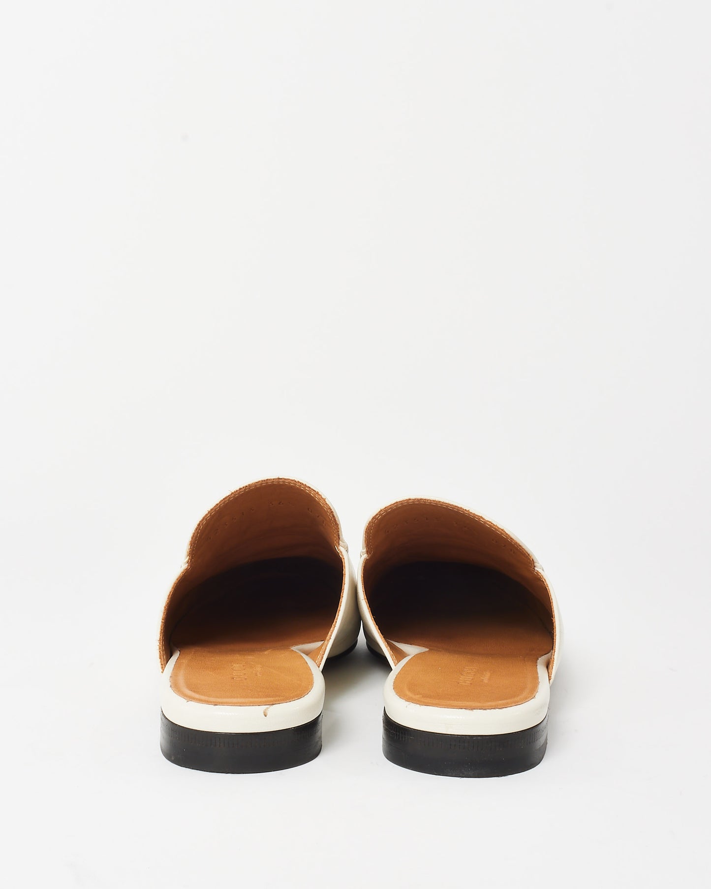 Gucci White Leather Princetown Horsebit Slipper Mules - 36.5