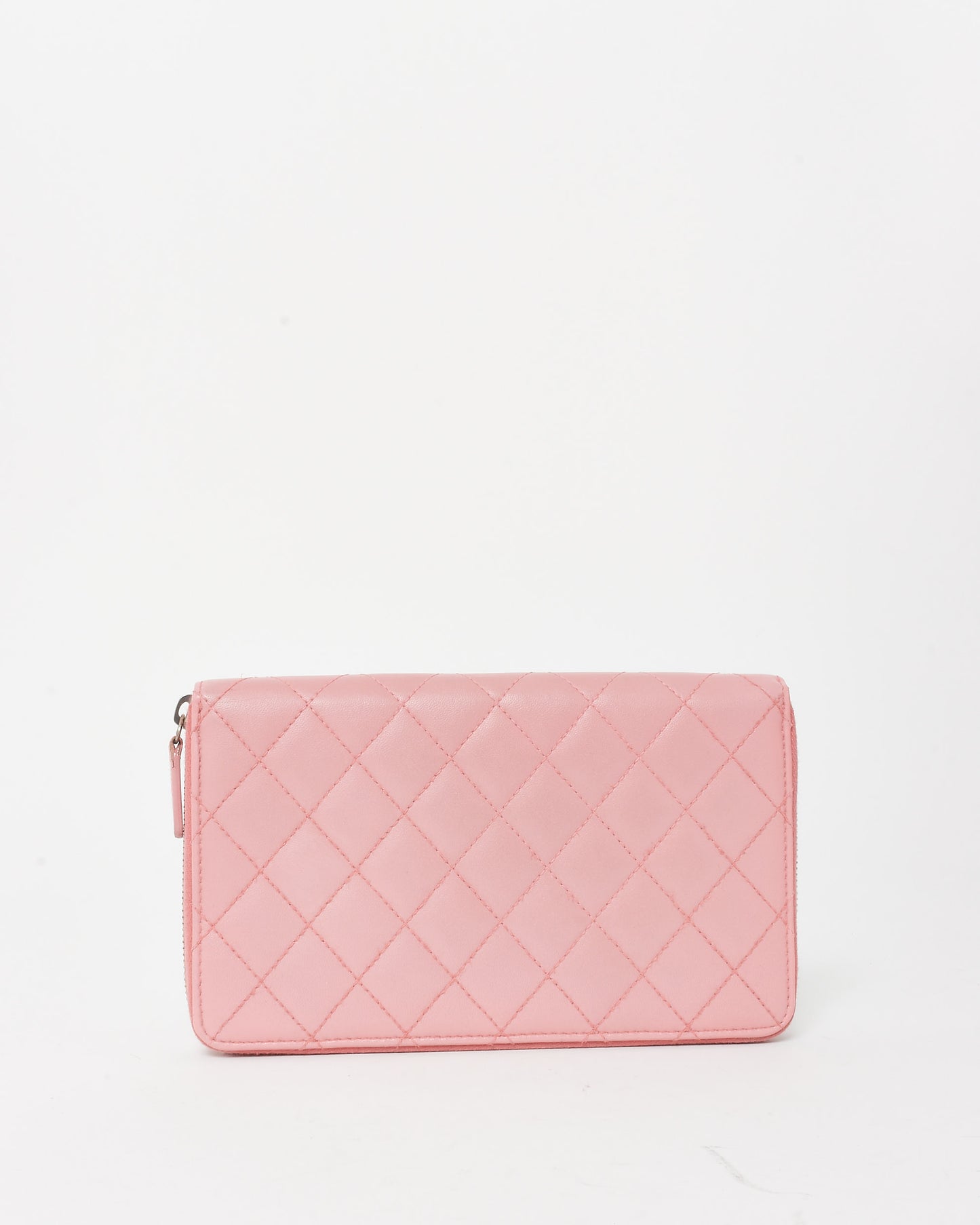 Chanel Pink Lambskin Leather Passport Zippy Wallet SHW