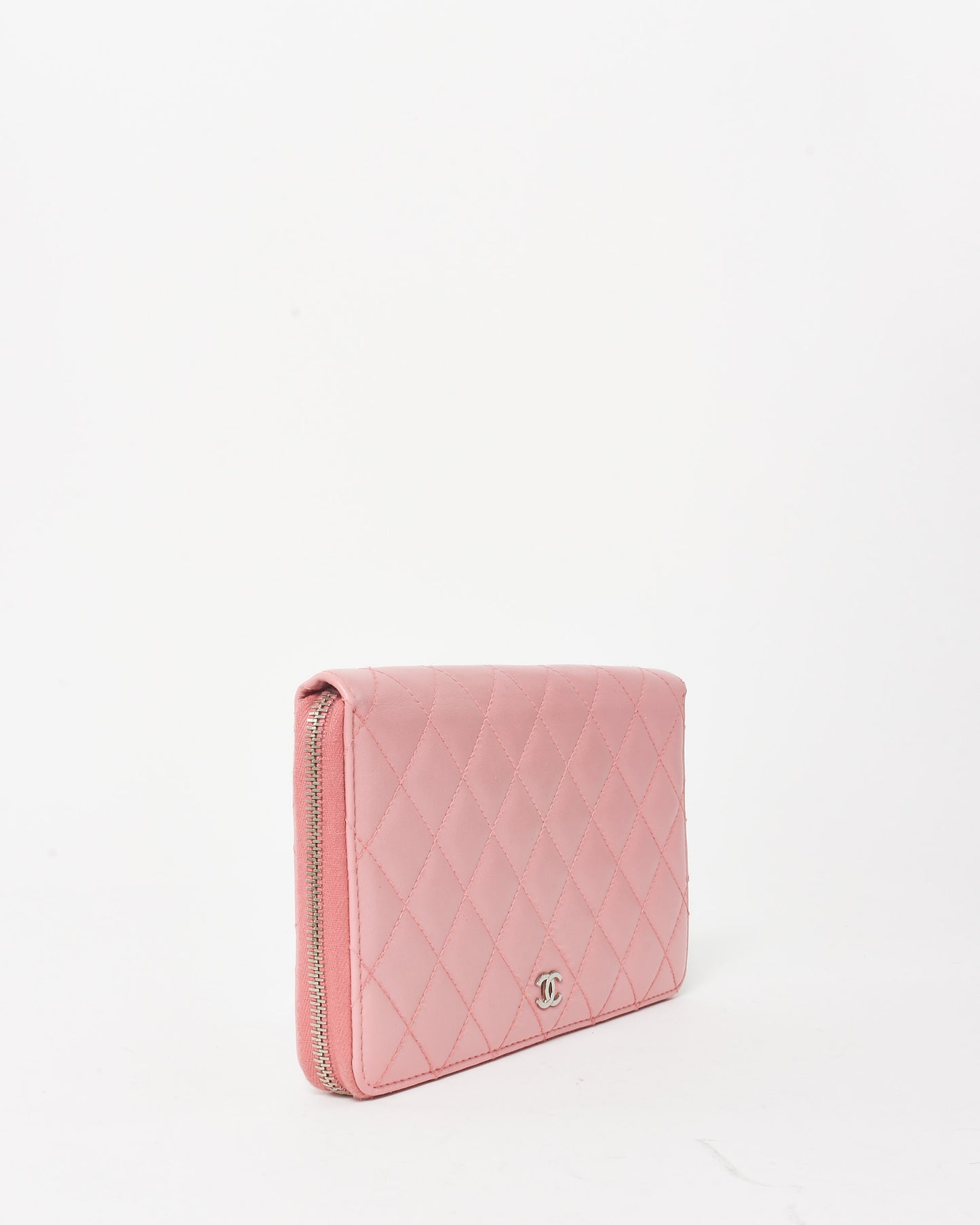 Chanel Pink Lambskin Leather Passport Zippy Wallet SHW