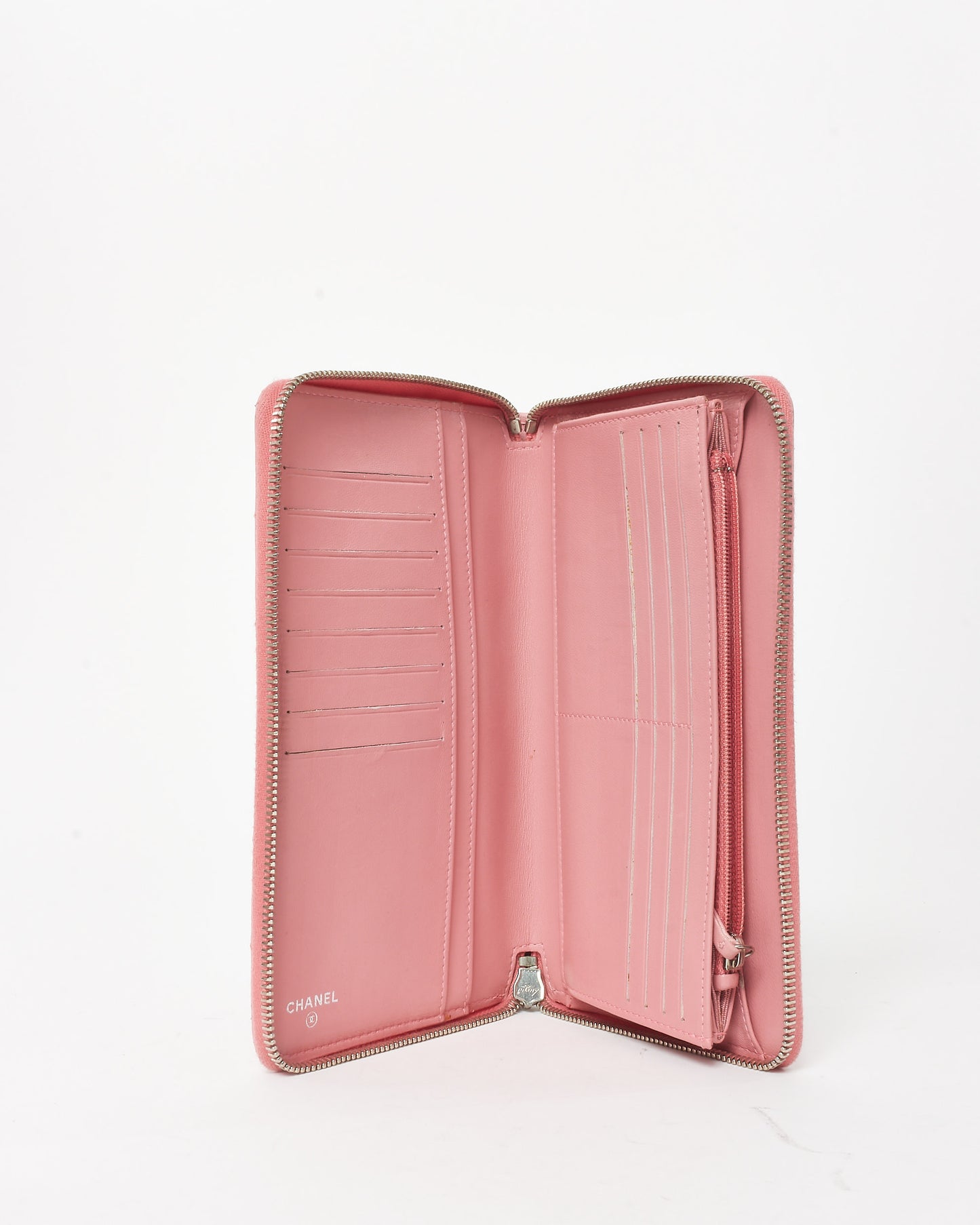 Chanel Pink Lambskin Leather Passport Zippy Wallet SHW