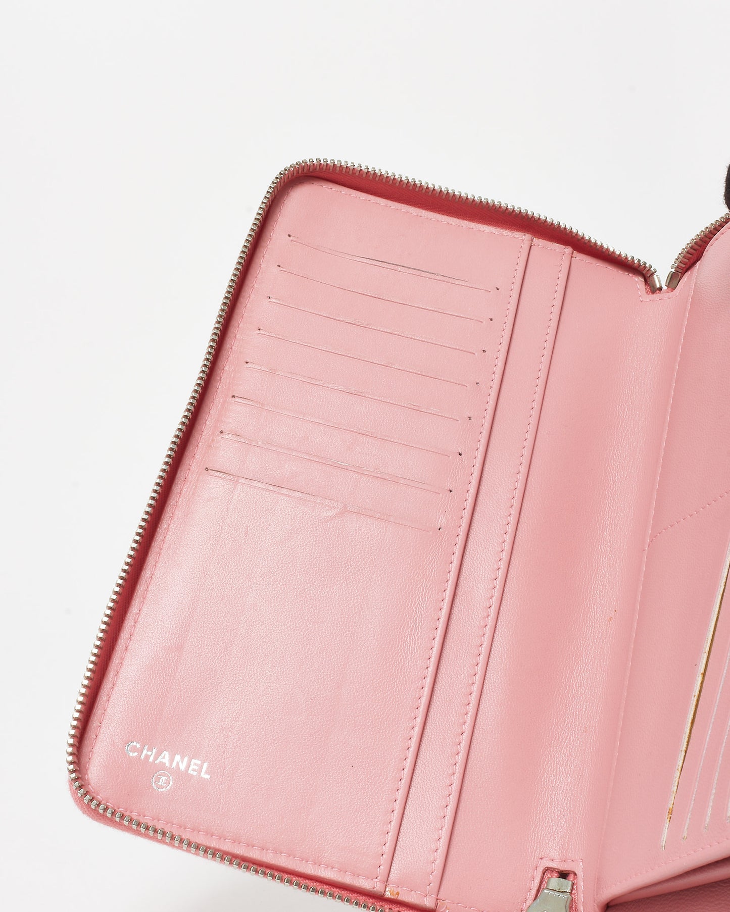 Chanel Pink Lambskin Leather Passport Zippy Wallet SHW