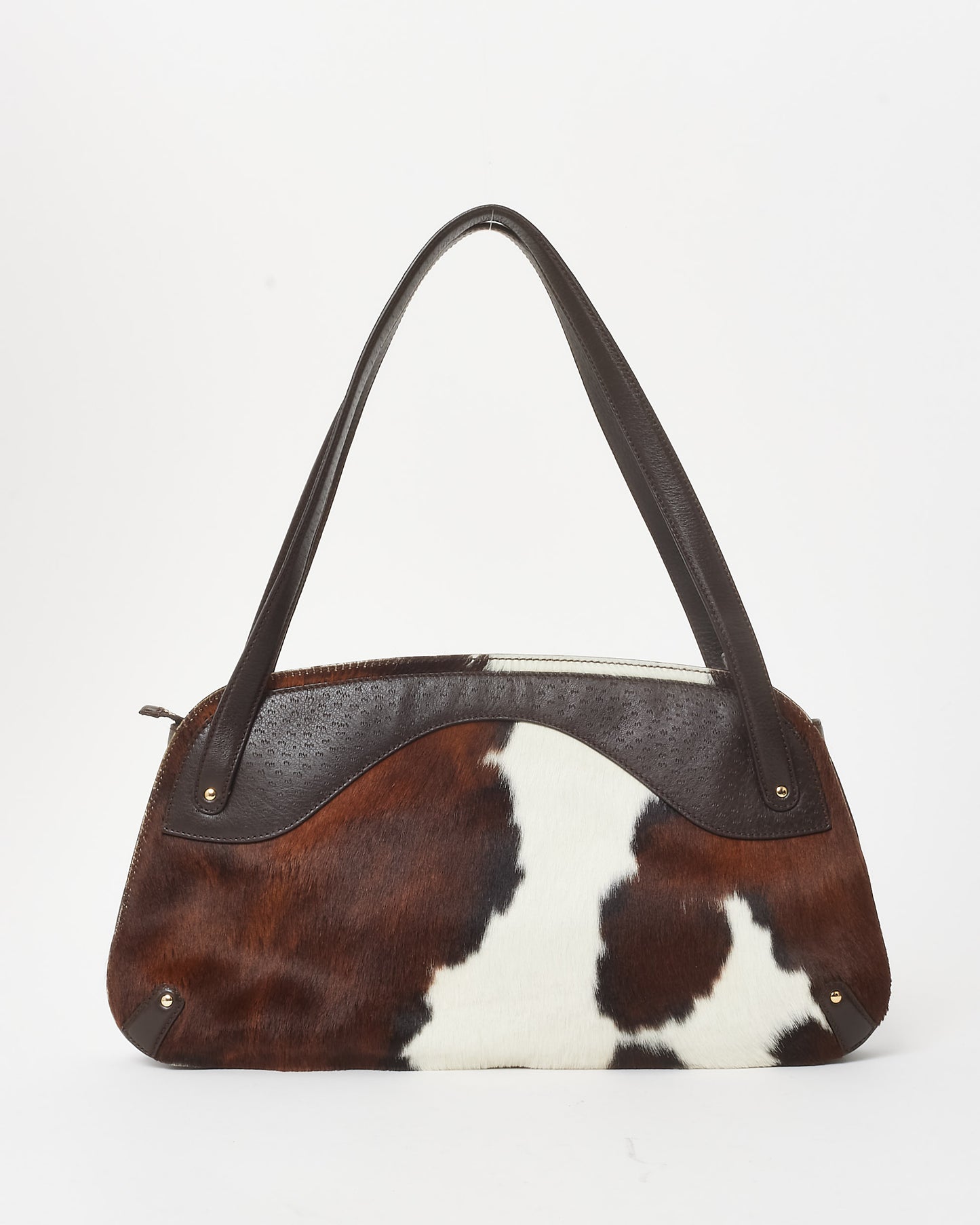 Salvatore Ferragamo Brown Cow Print Pony Hair Shoulder Bag