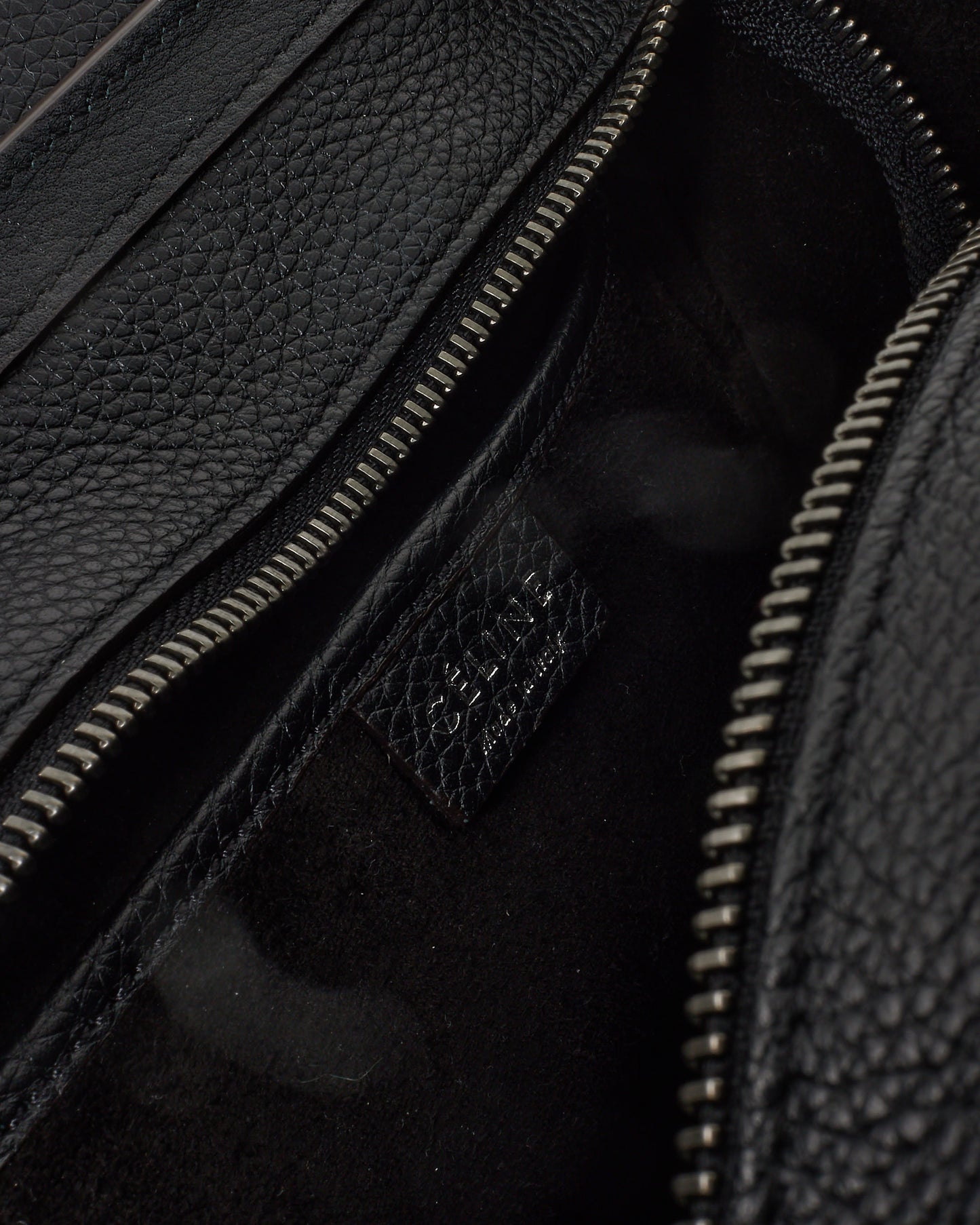 Celine Black Drummed Leather Nano Luggage Bag