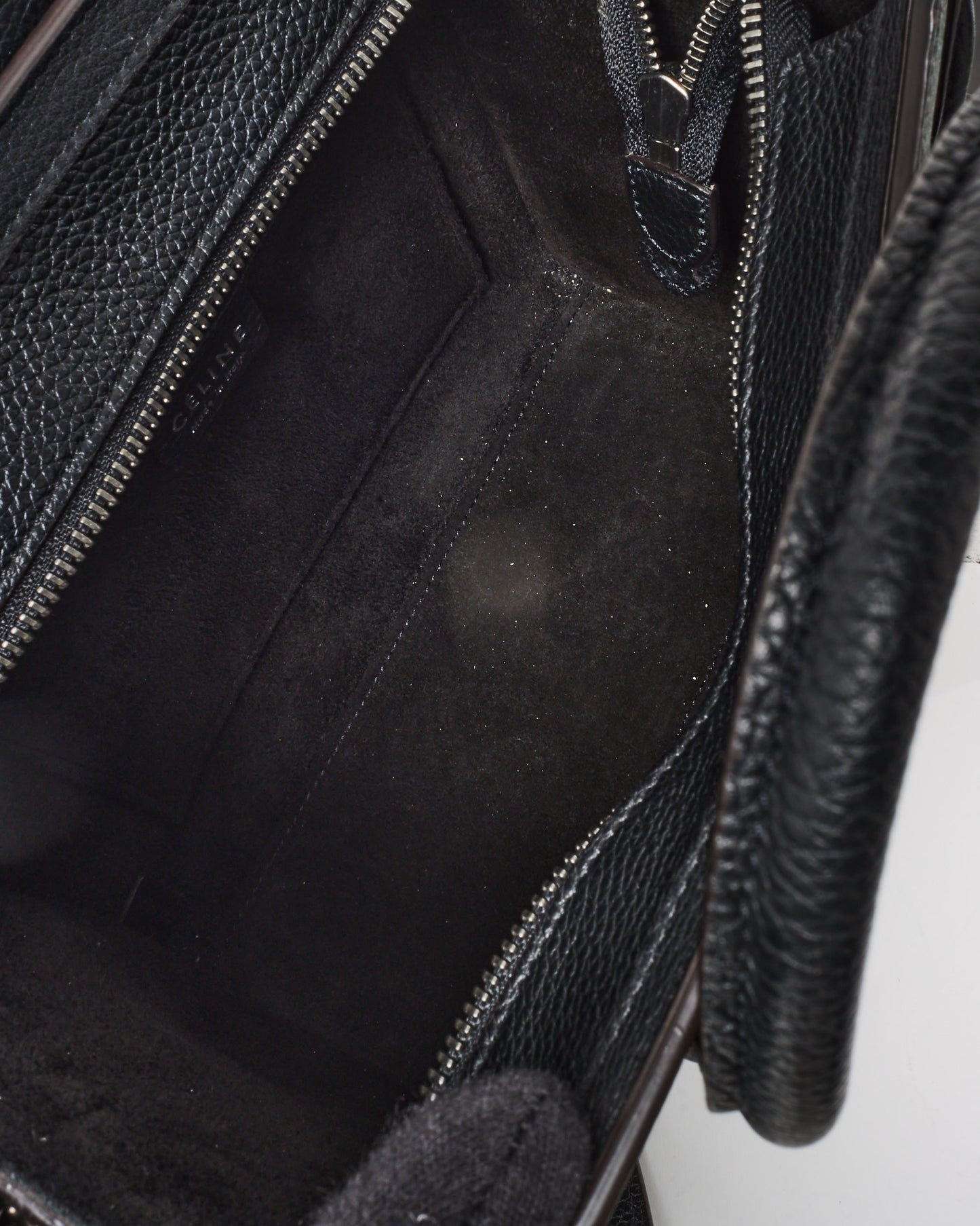 Celine Black Drummed Leather Nano Luggage Bag