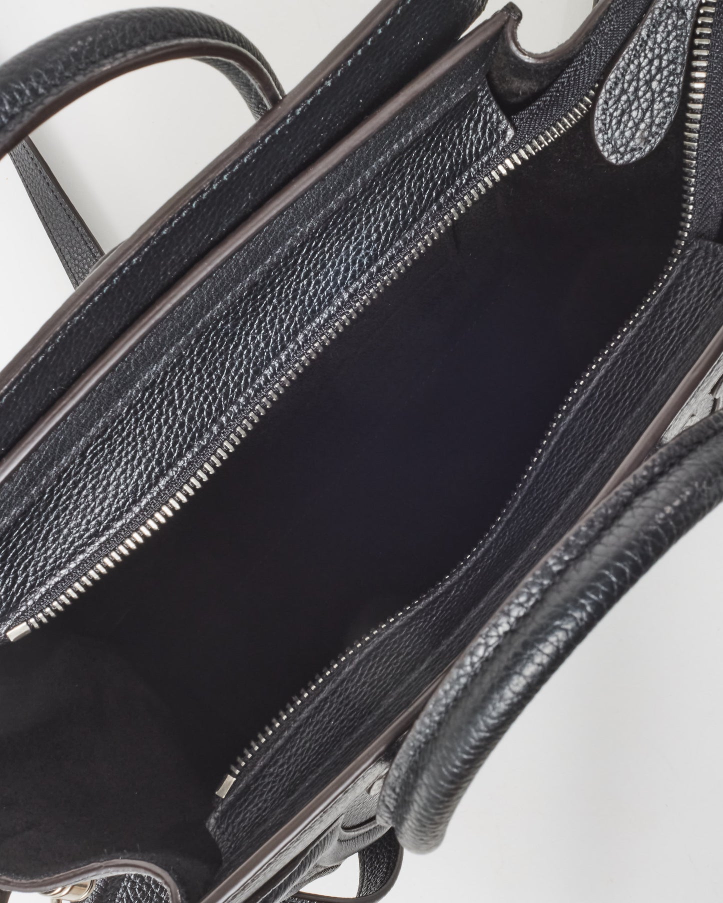 Celine Black Drummed Leather Nano Luggage Bag