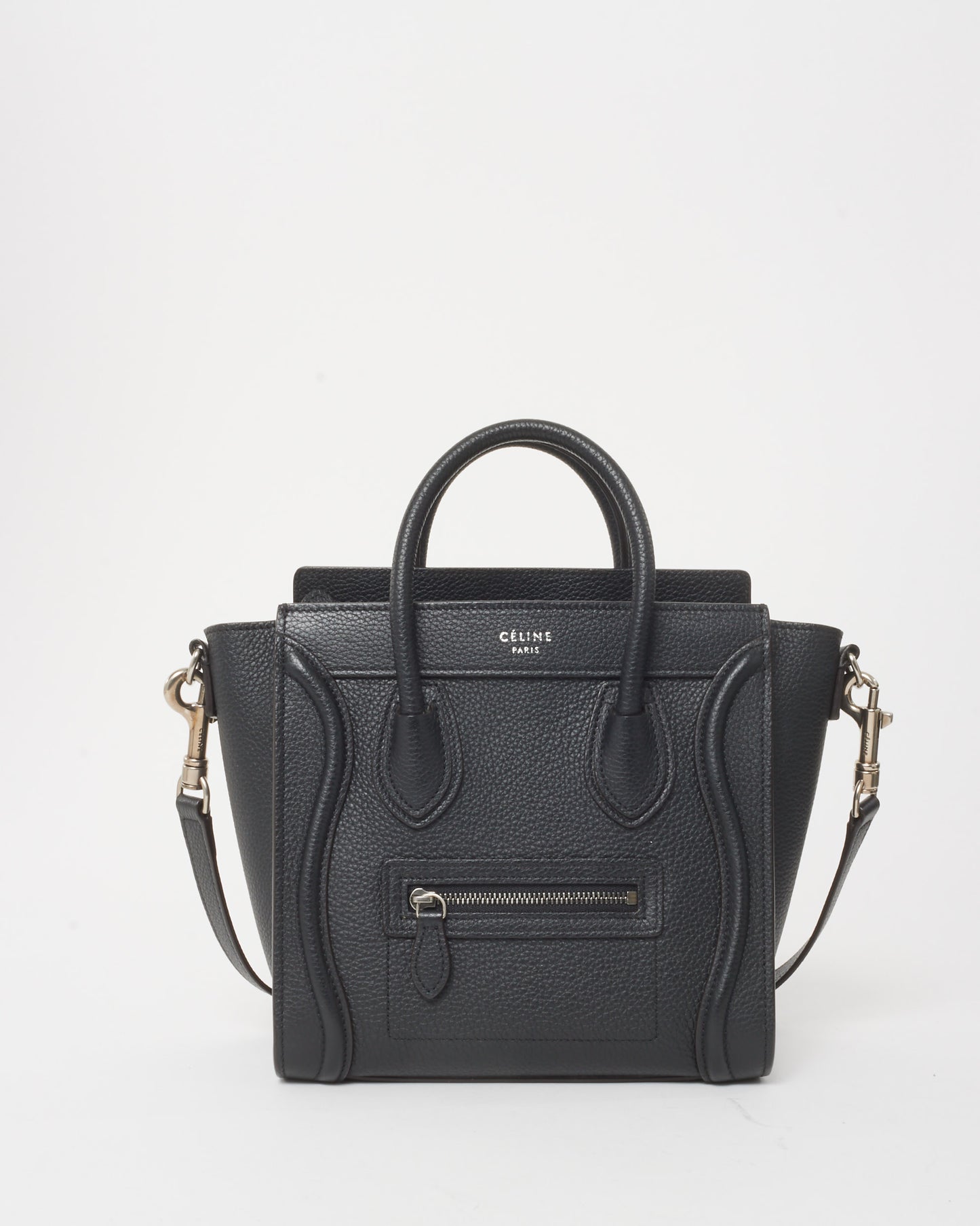 Celine Black Drummed Leather Nano Luggage Bag
