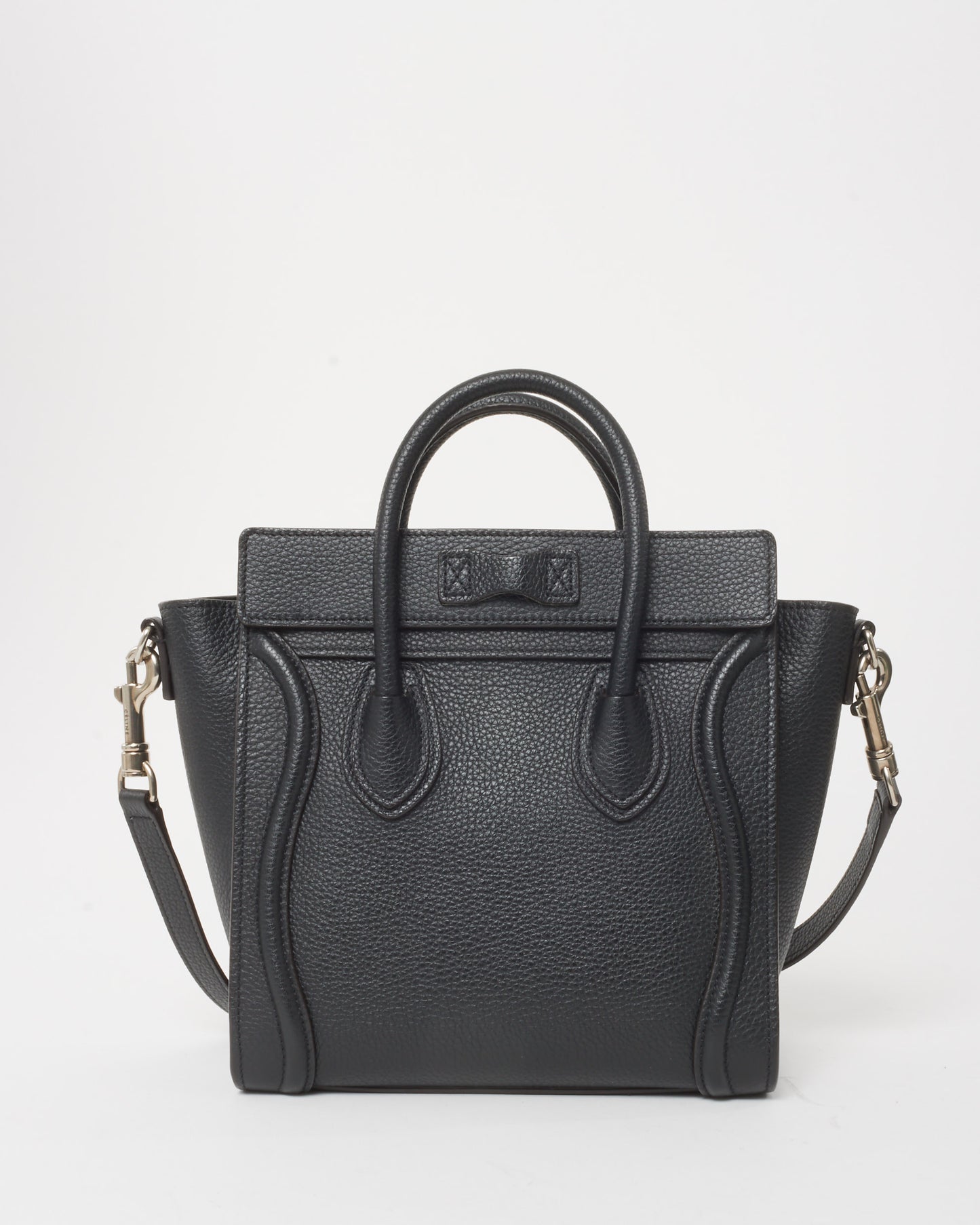 Celine Black Drummed Leather Nano Luggage Bag