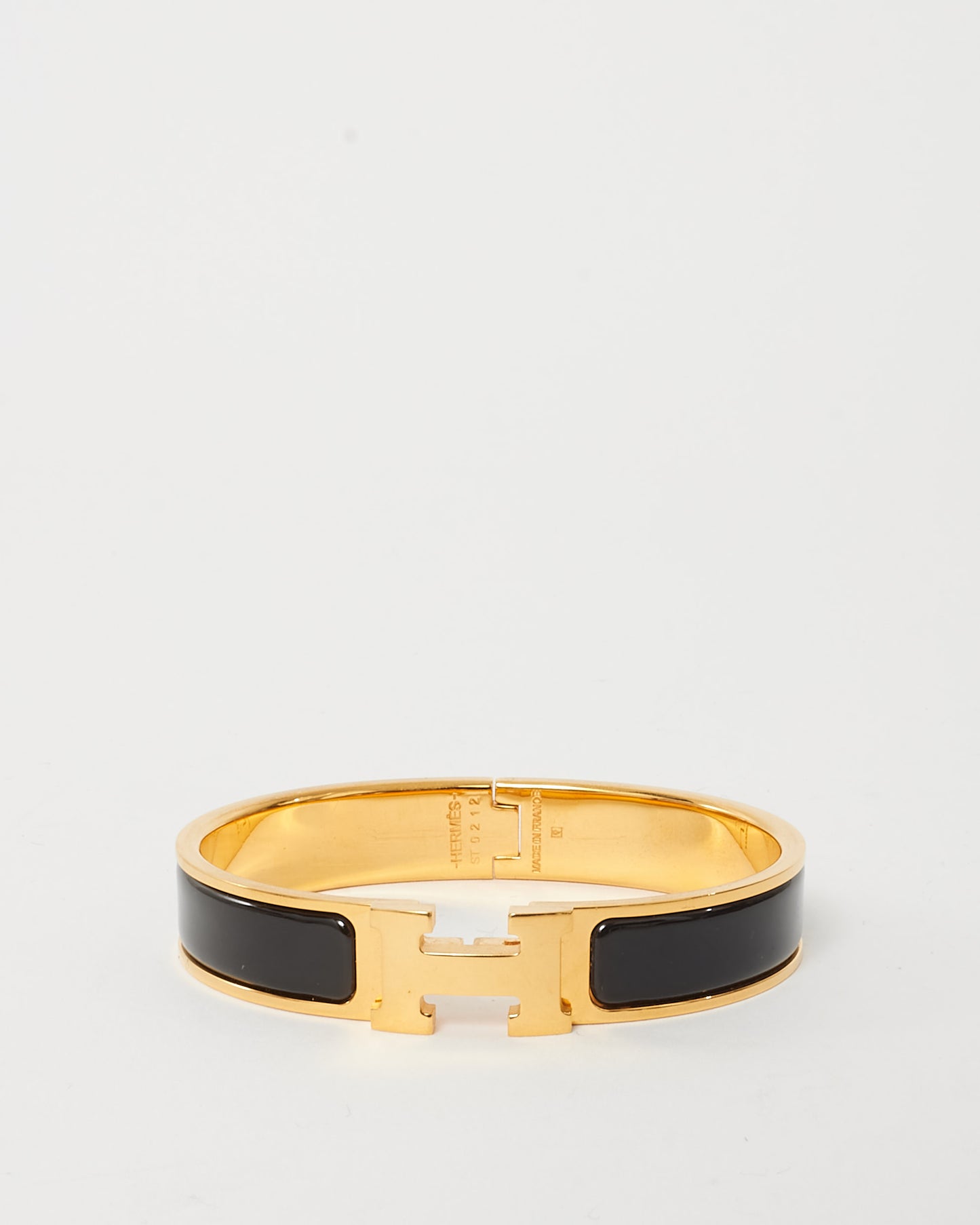 Hermès Black & Gold H Clic Clac Bracelet - PM