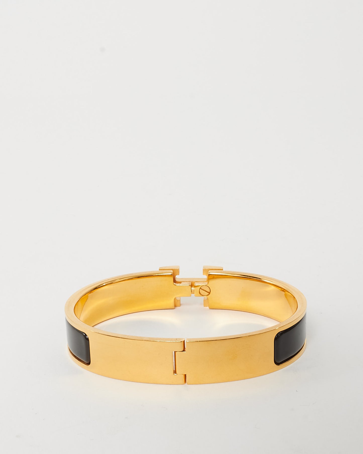 Hermès Black & Gold H Clic Clac Bracelet - PM