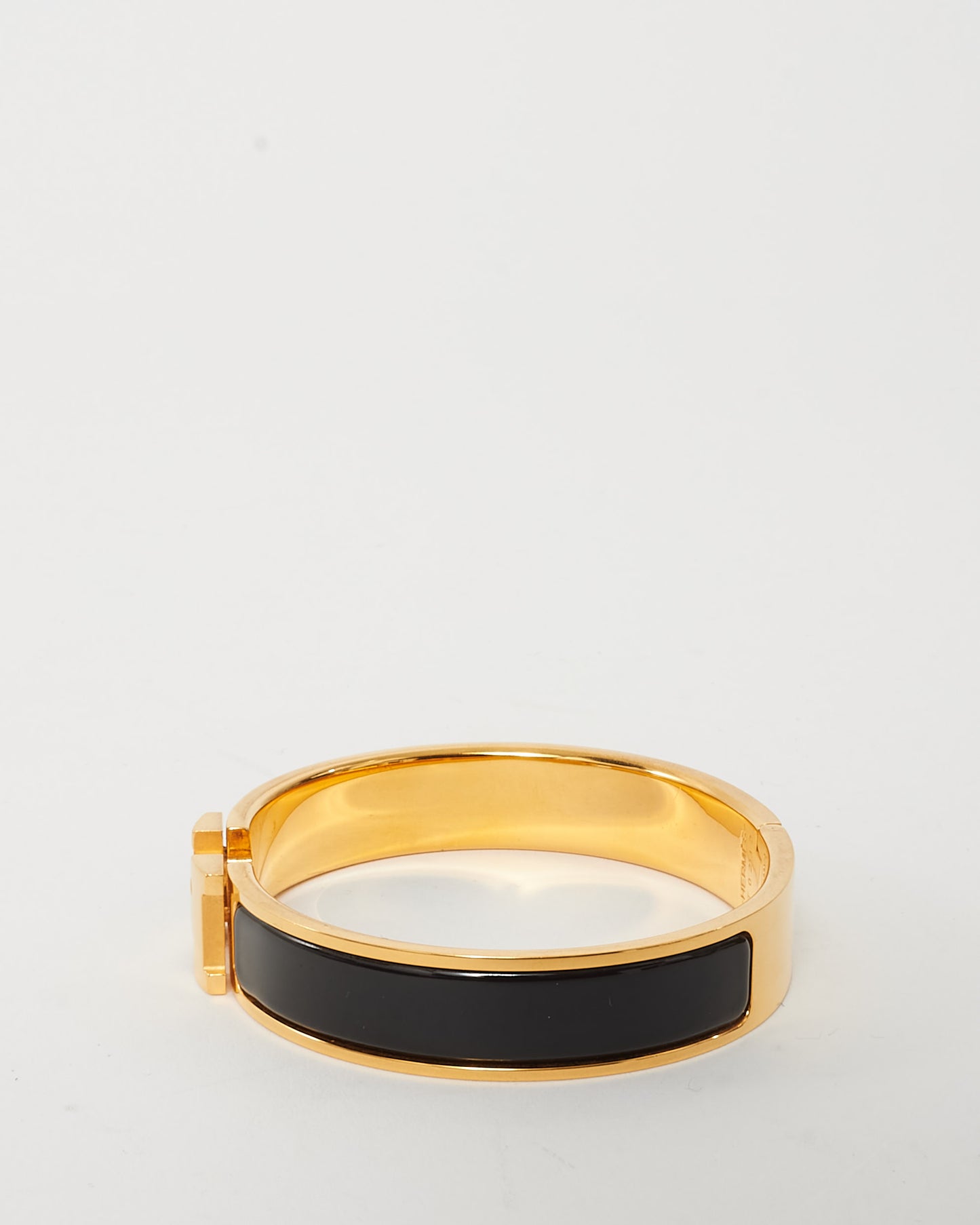 Hermès Black & Gold H Clic Clac Bracelet - PM