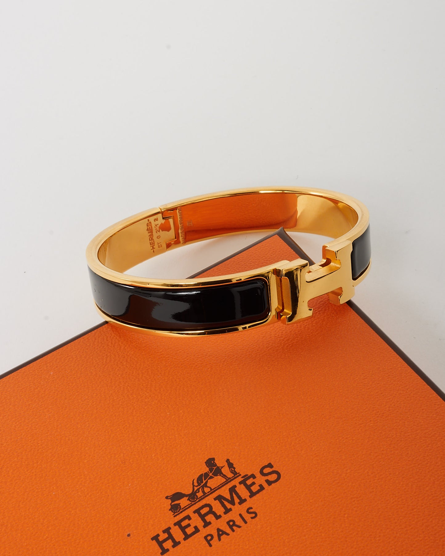 Hermès Black & Gold H Clic Clac Bracelet - PM
