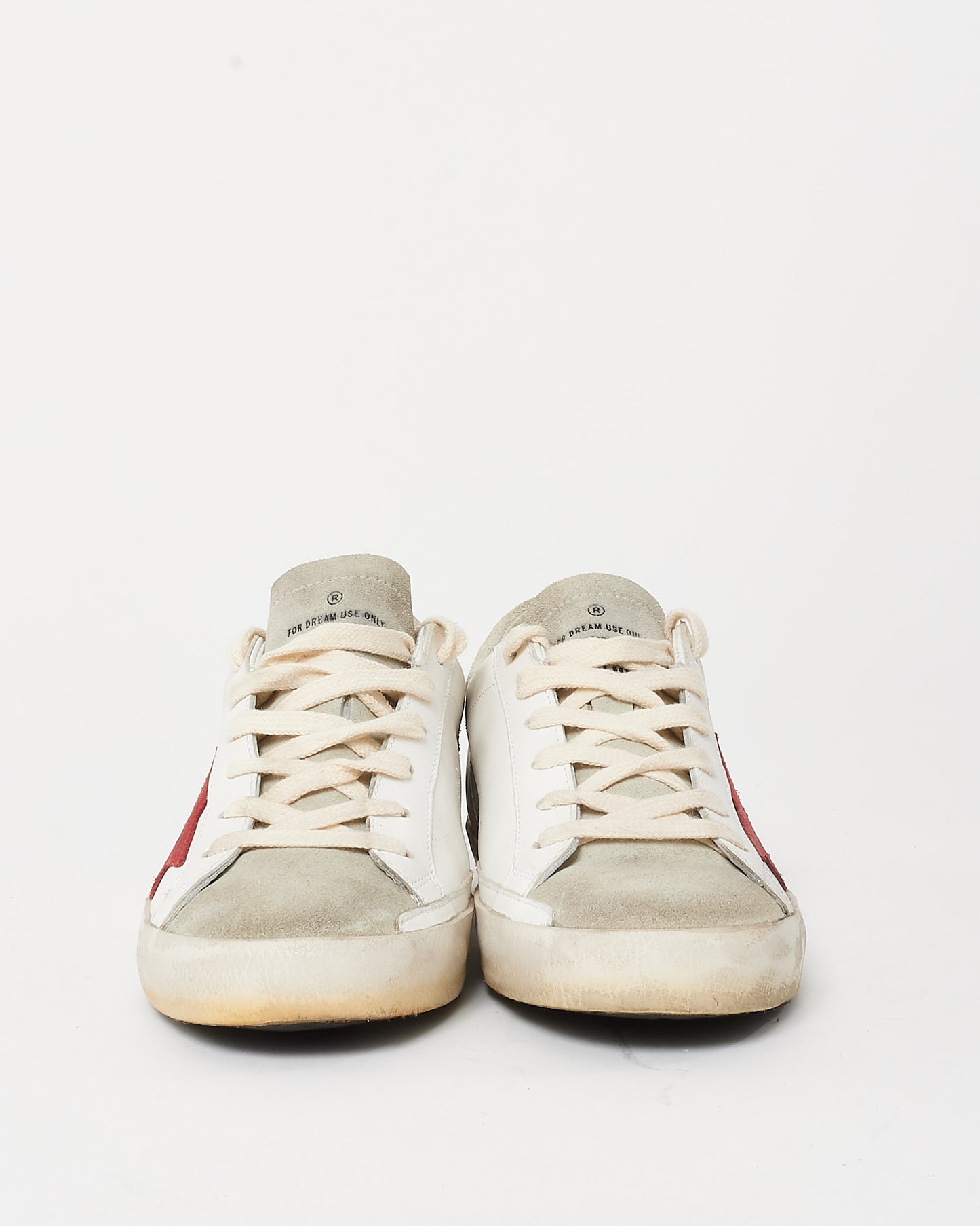 Golden Goose White Leather, Grey Suede & Red Superstar Sneakers - 36